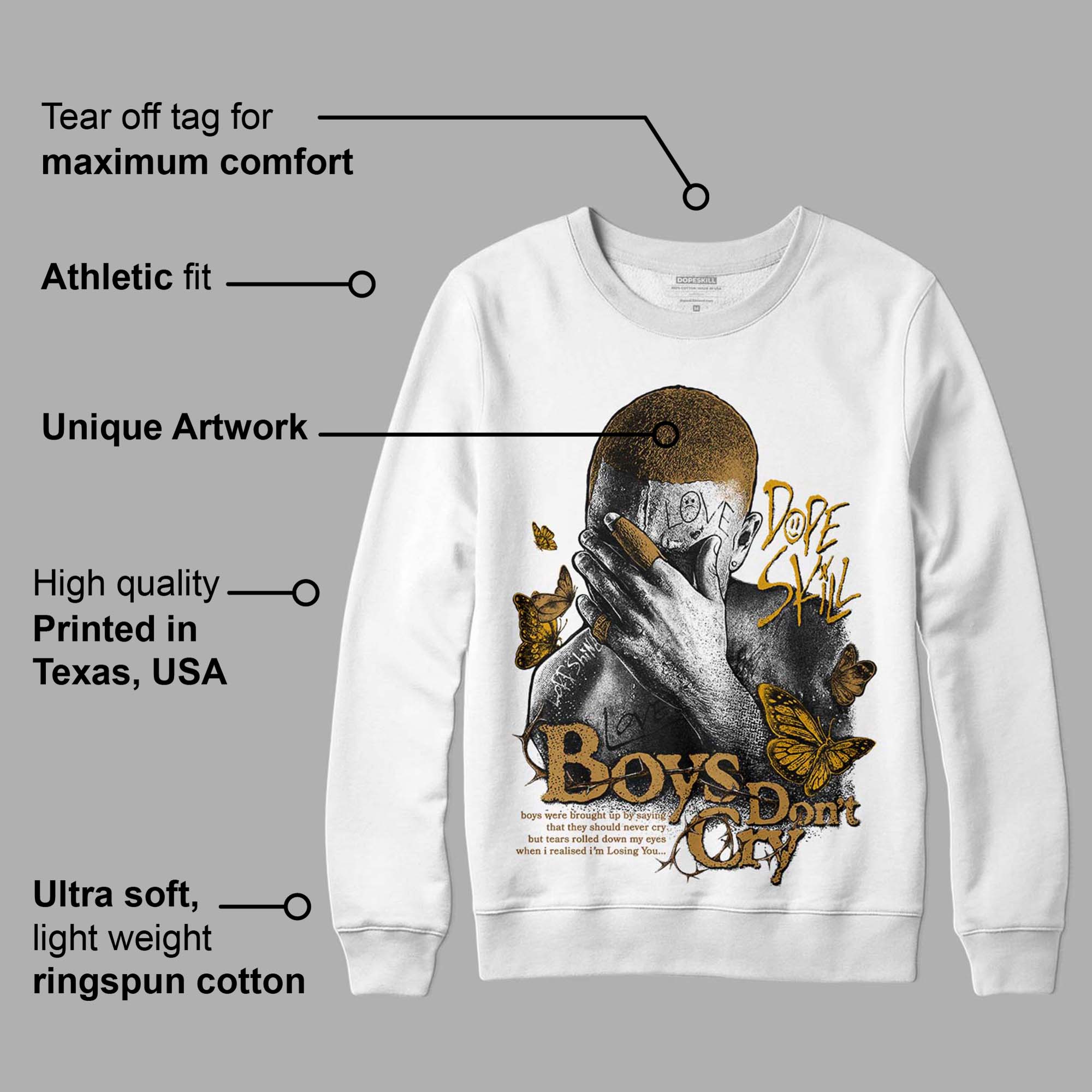 Wheat 13s superstreetwear Sweatshirt Boys Don't Cry Graphic
