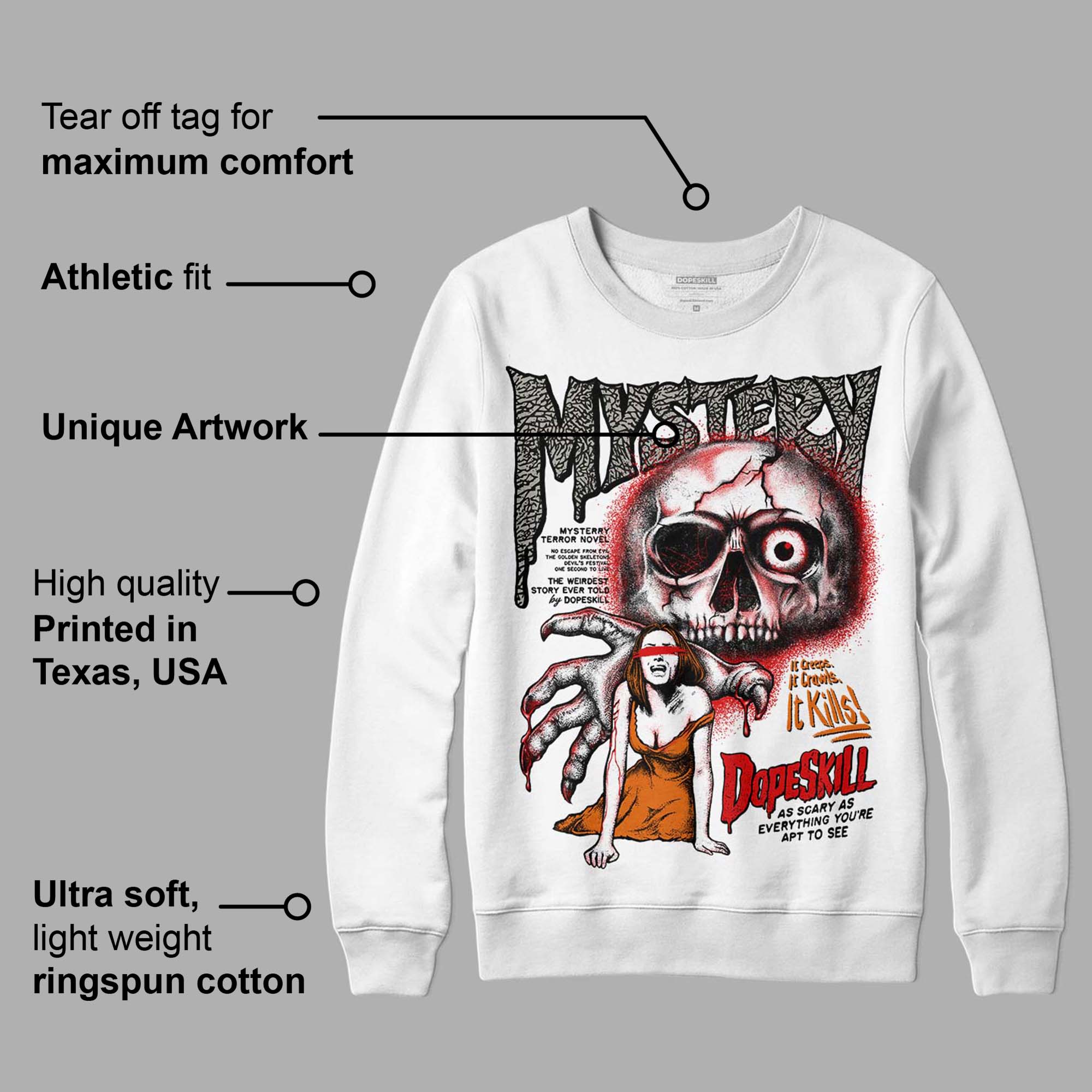 Fire Red 3s superstreetwear Sweatshirt Mystery Ghostly Grasp Graphic