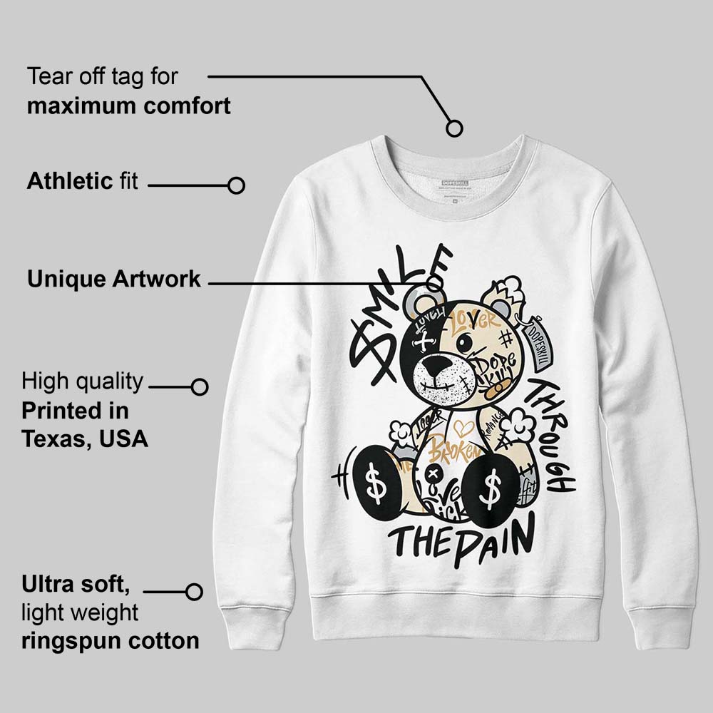 Reverse Metallic 5s superstreetwear Sweatshirt Smile Through The Pain Graphic