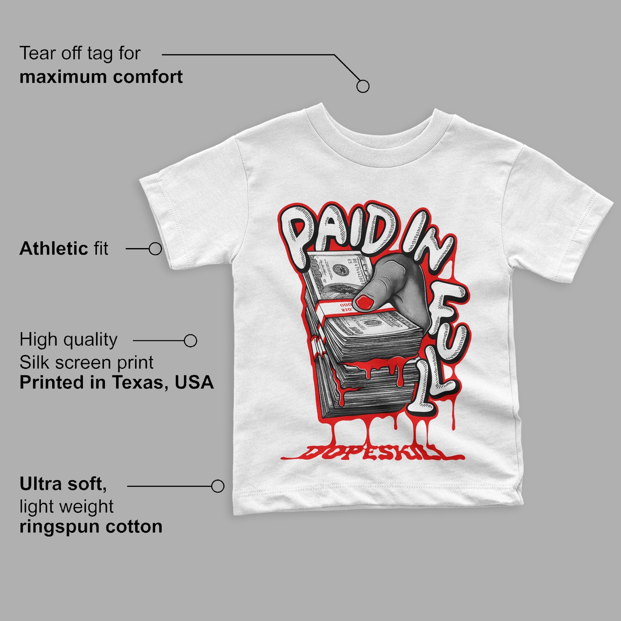 Cherry 11s  superstreetwear Toddler Kids T-shirt Paid In Full Graphic