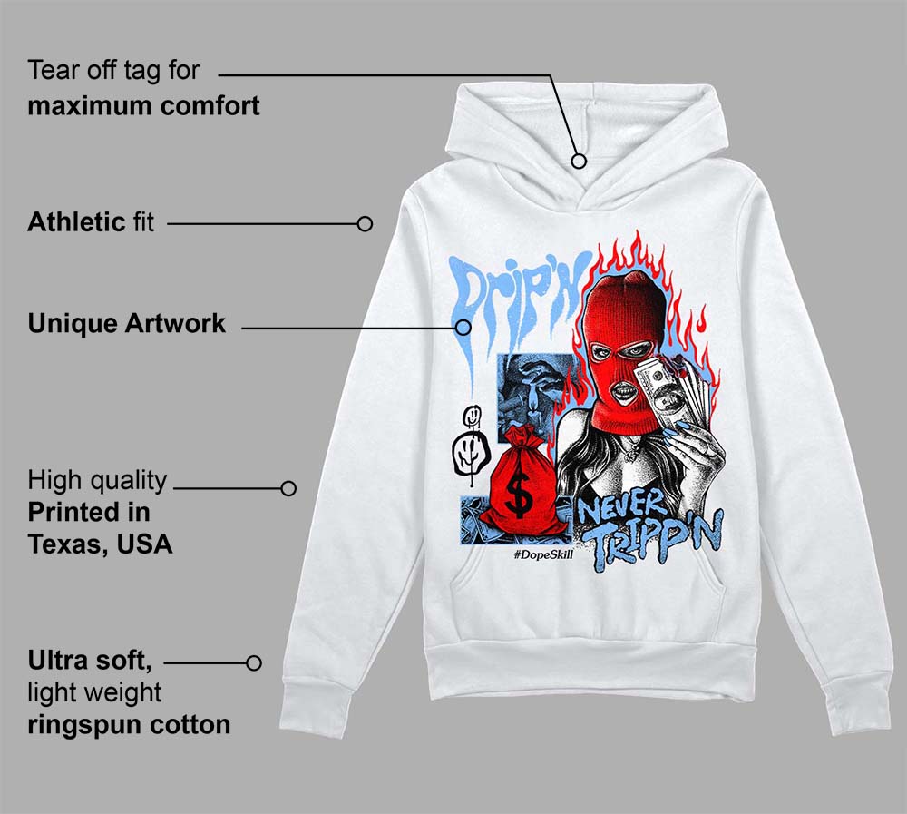 Powder Blue 9s superstreetwear Hoodie Sweatshirt Drip'n Never Tripp'n Graphic