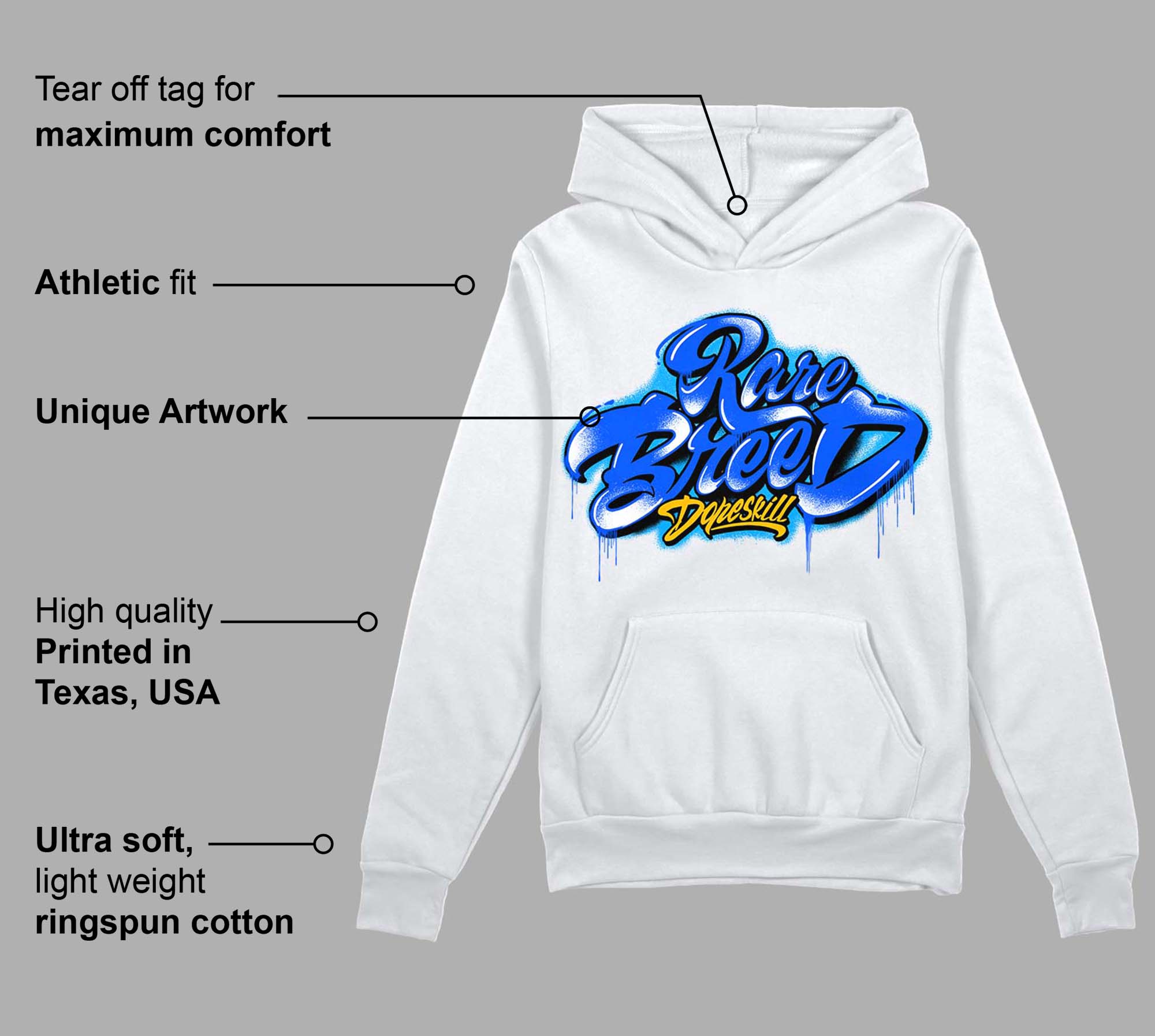 Royal Blue Collection superstreetwear Hoodie Sweatshirt Rare Breed Type Graphic