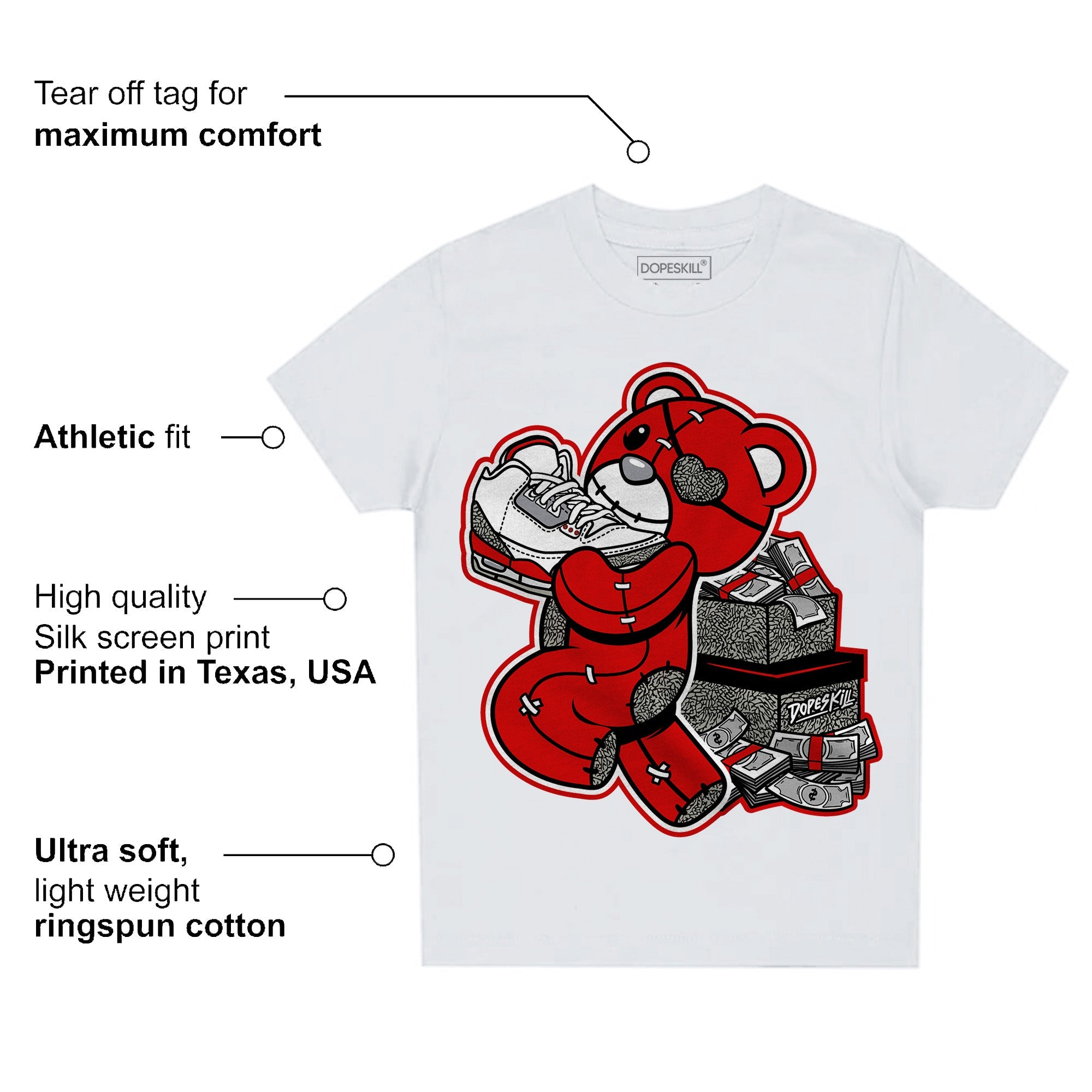 Fire Red 3s superstreetwear Toddler Kids T-shirt Bear Steals Sneaker Graphic