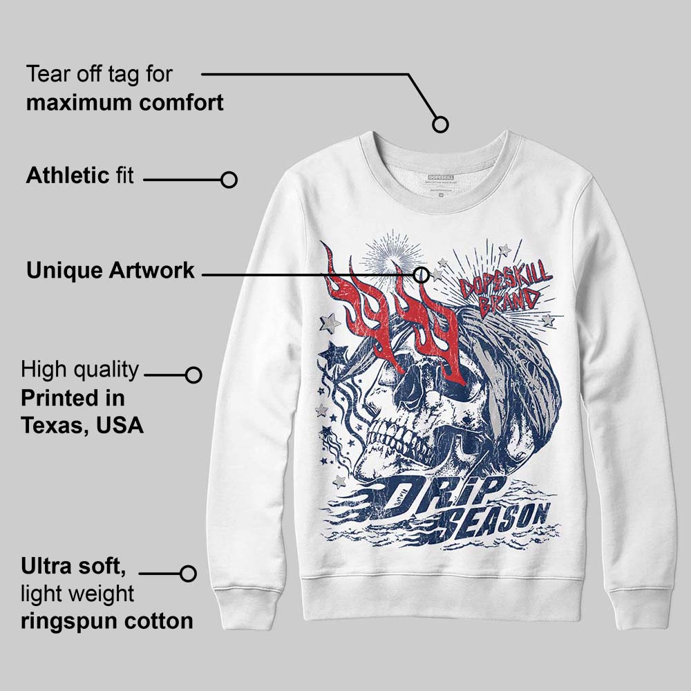 Summit White Navy 4s superstreetwear Sweatshirt Drip Season Graphic