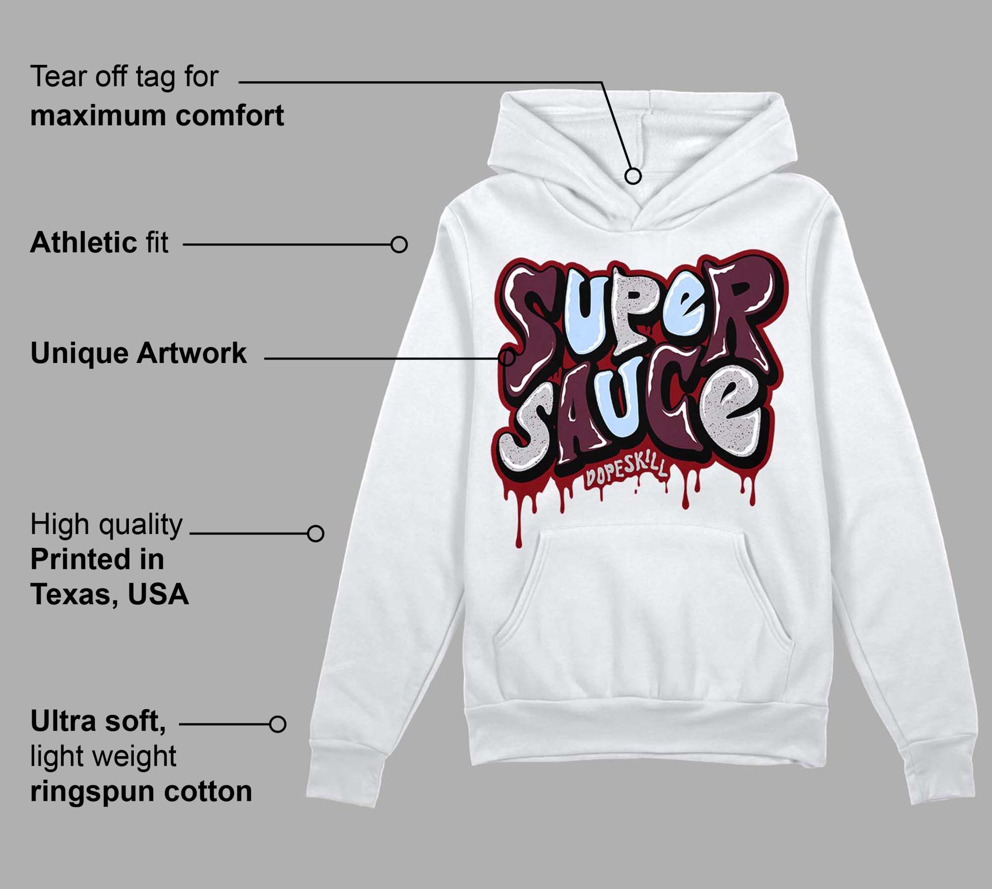 Burgundy 5s superstreetwear Hoodie Sweatshirt Super Sauce Graphic