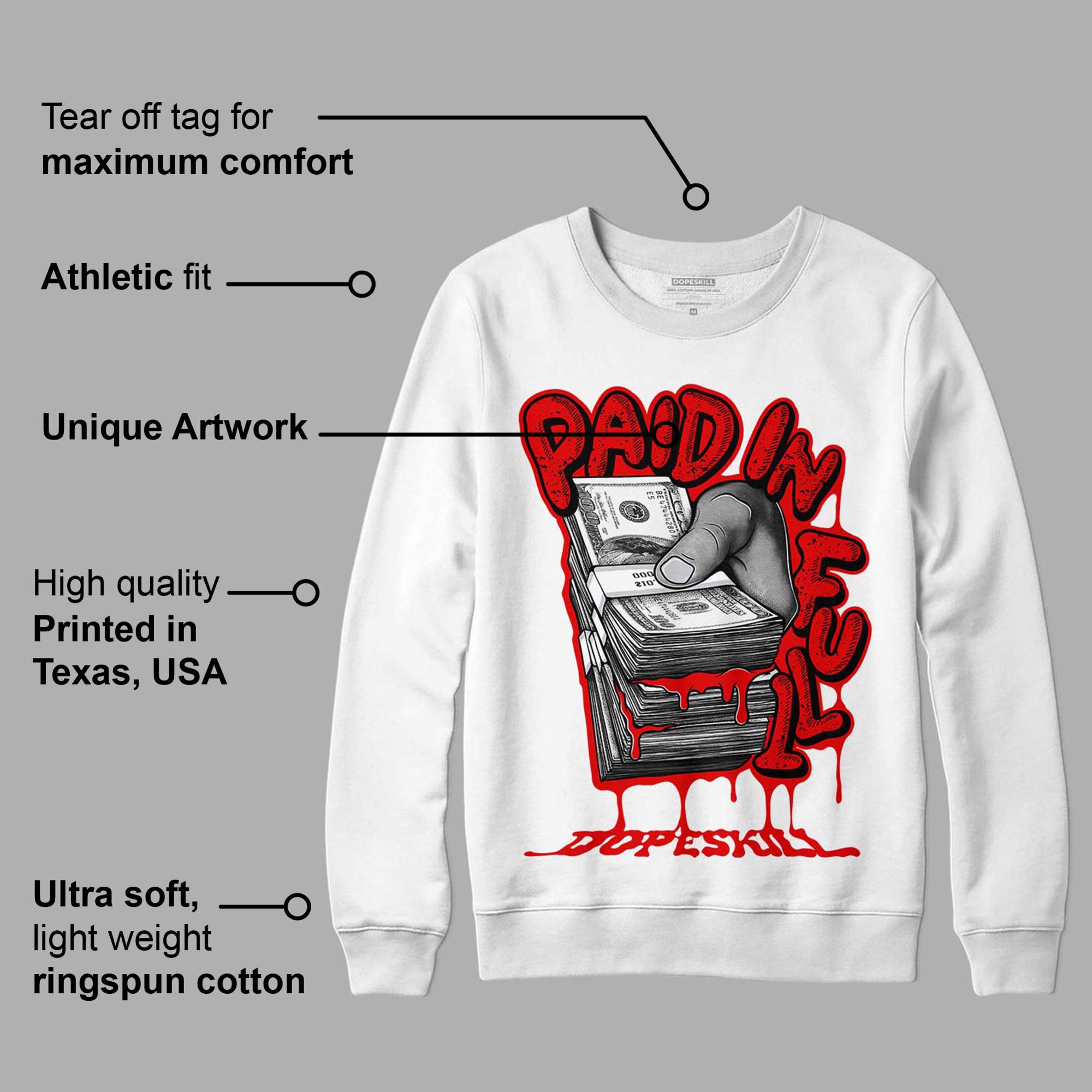 Red Cement 4S superstreetwear Sweatshirt Paid In Full Graphic
