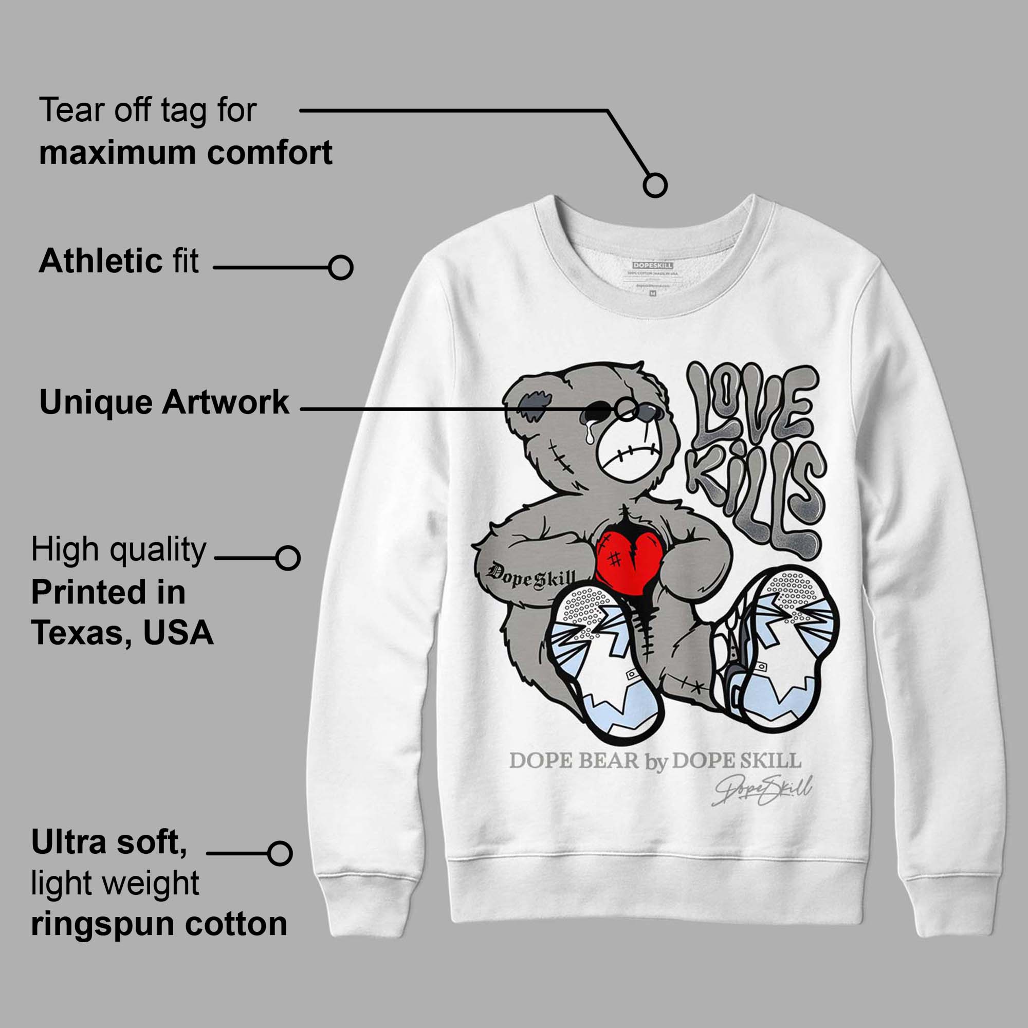 Cool Grey 6s superstreetwear Sweatshirt Love Kills Graphic