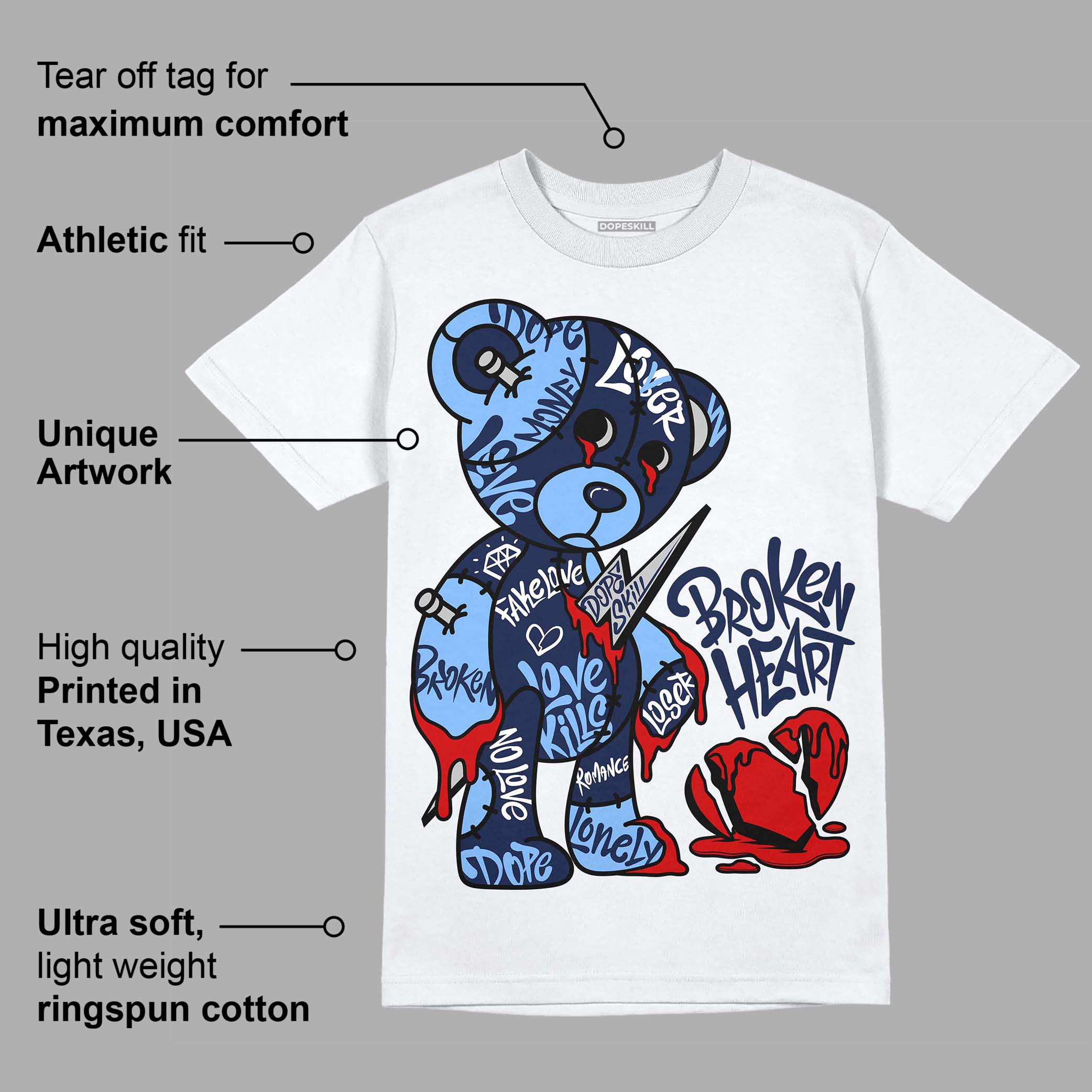 Midnight Navy 5s superstreetwear T-Shirt Broken Heart Graphic