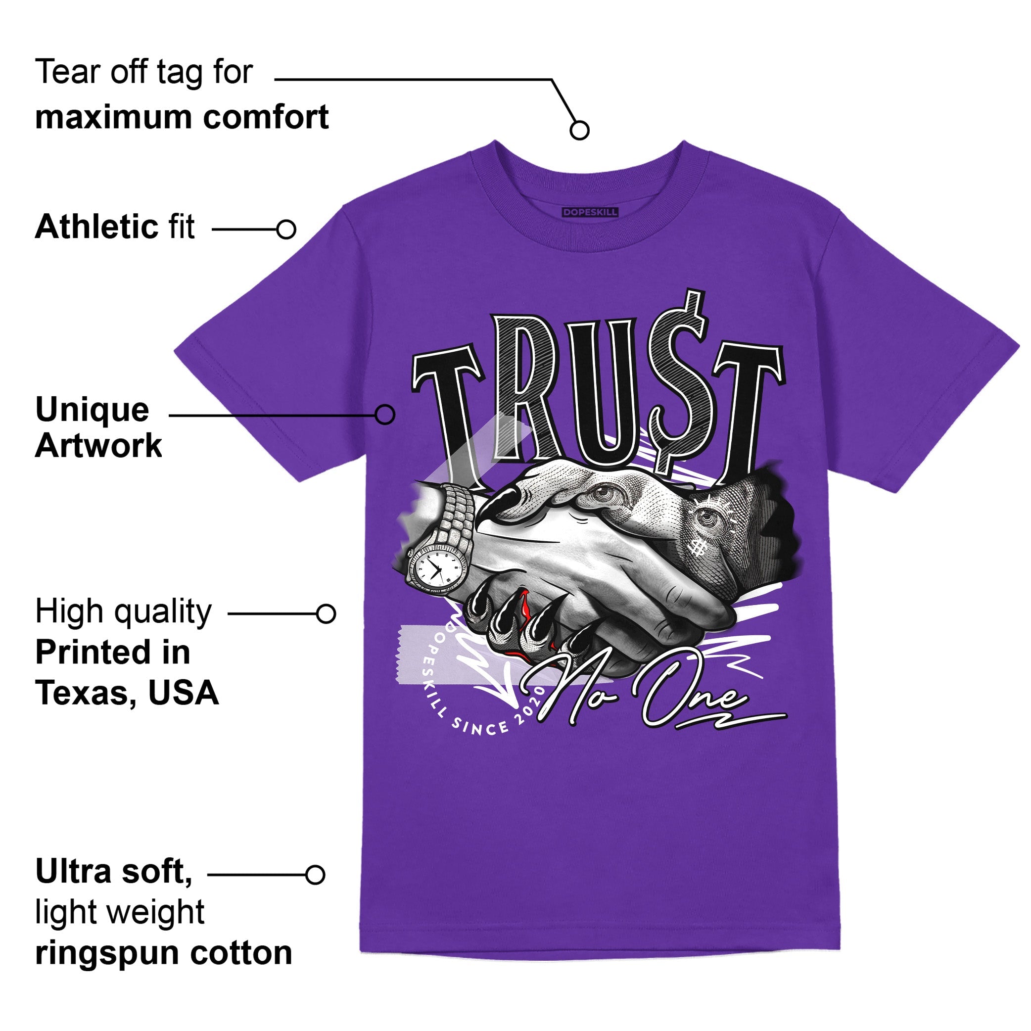 PURPLE Collection superstreetwear Purple T-shirt Trust No One Graphic