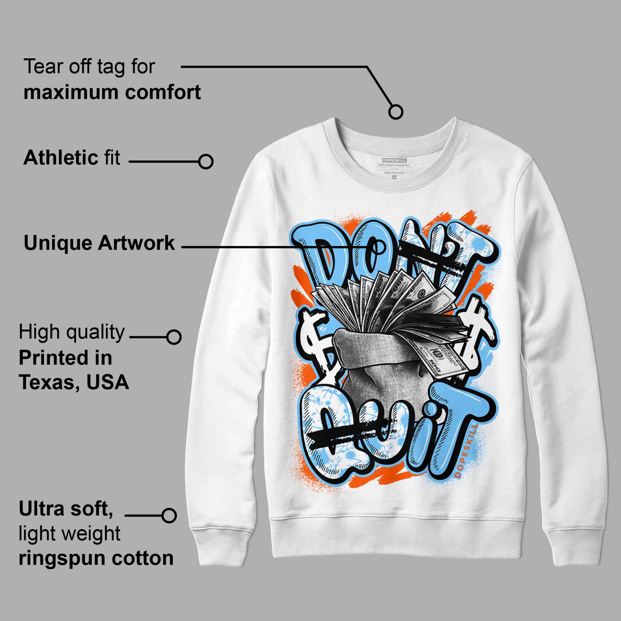Dunk Low Futura University Blue superstreetwear Sweatshirt Don't Quit Graphic