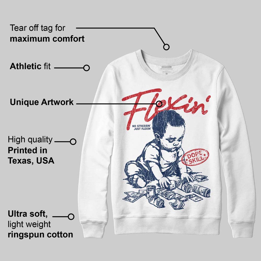 Summit White Navy 4s superstreetwear Sweatshirt Flexin' Graphic