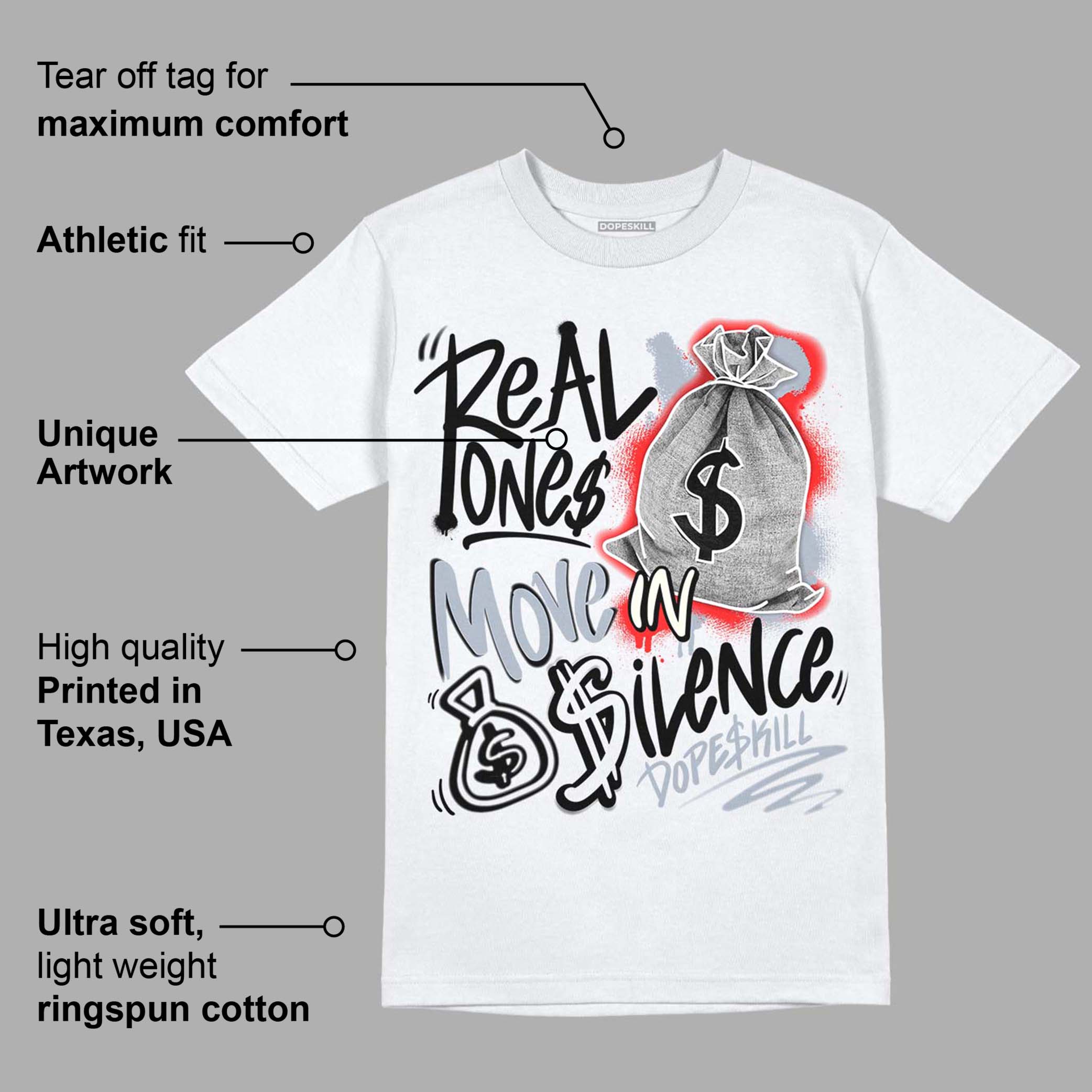 White Cement Reimagined 3s superstreetwear T-Shirt Real Ones Move In Silence Graphic