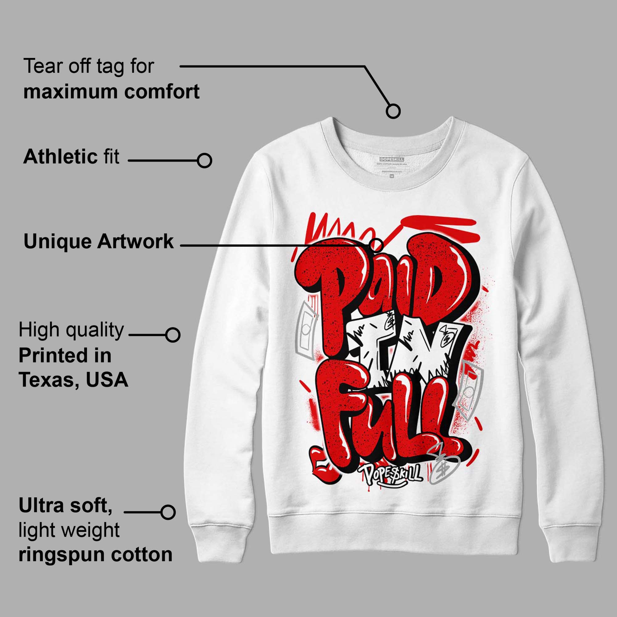 Red Cement 4S superstreetwear Sweatshirt New Paid In Full Graphic
