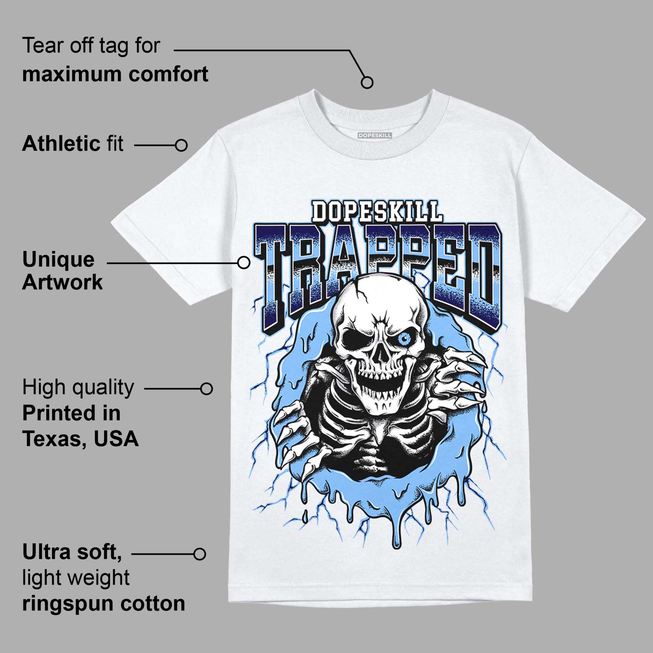 AJ 6 University Blue superstreetwear T-Shirt Trapped Halloween Graphic