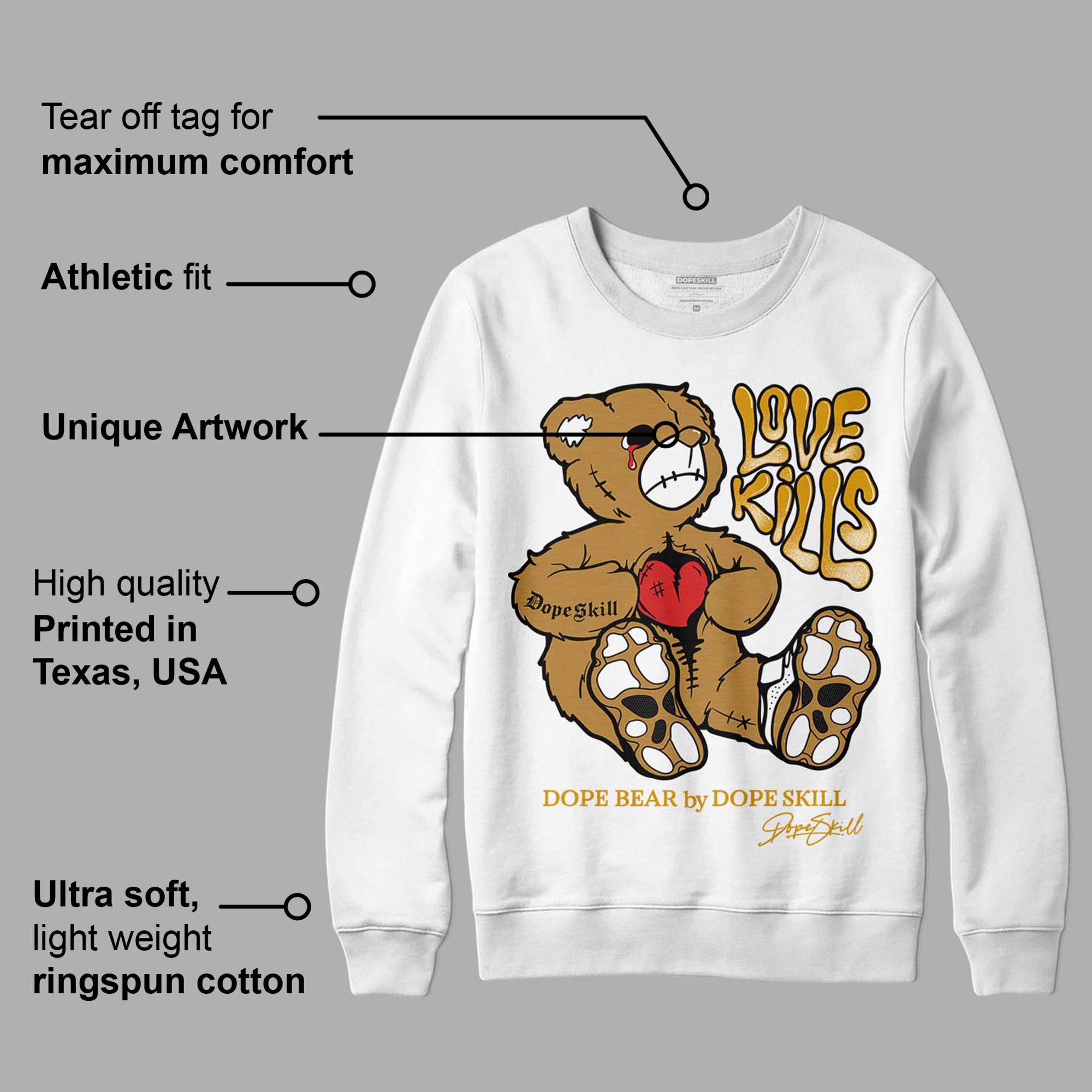 Wheat 13s superstreetwear Sweatshirt Love Kills Graphic