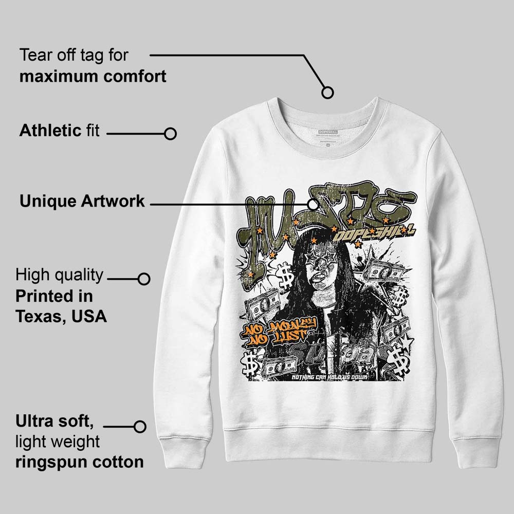 Olive Collection superstreetwear Sweatshirt No Money No Lust Graphic