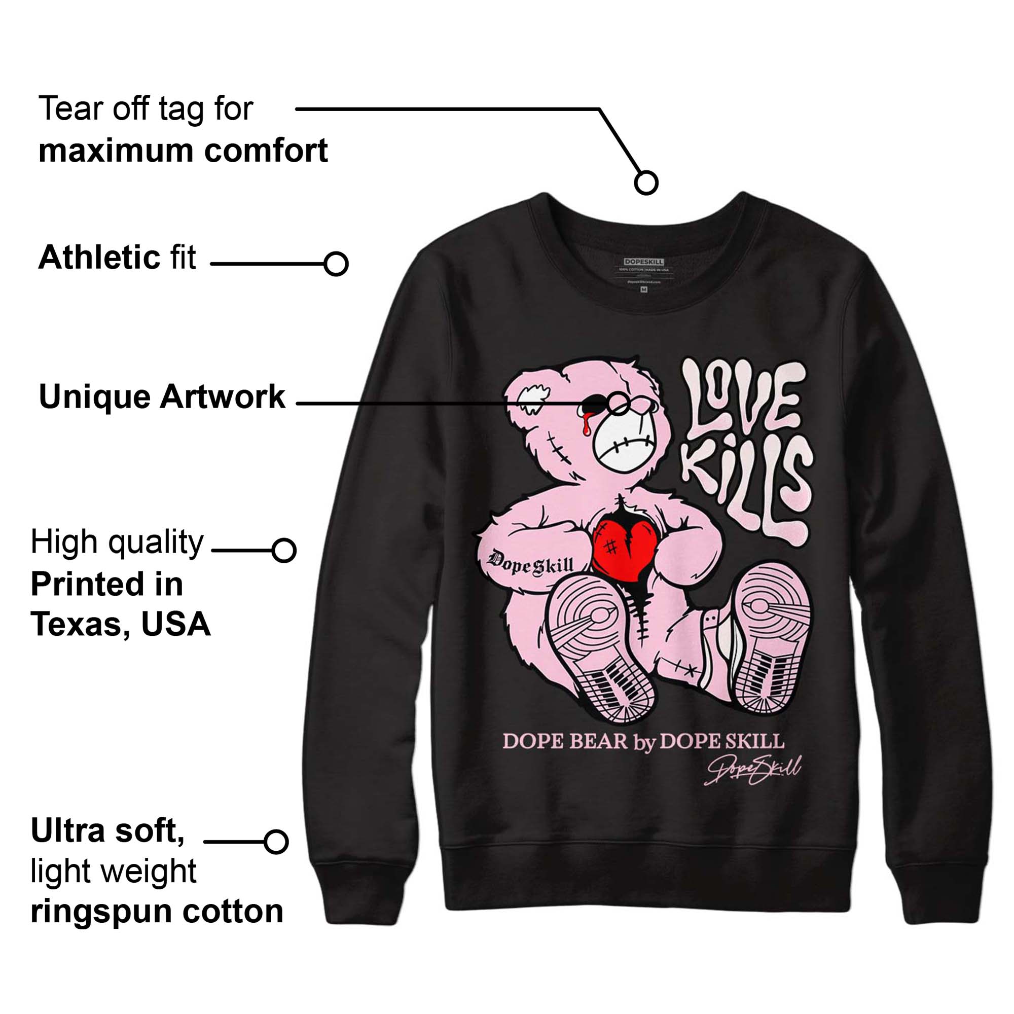 Dunk Low Pink Foam superstreetwear Sweatshirt Love Kills Graphic