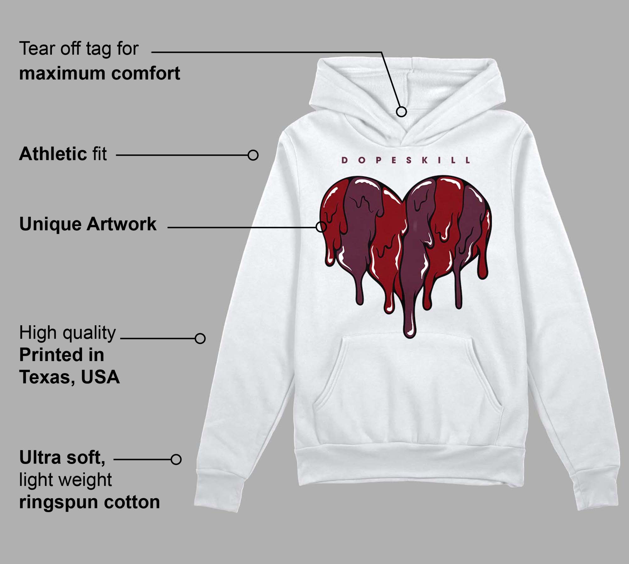 Burgundy 5s superstreetwear Hoodie Sweatshirt Slime Drip Heart Graphic