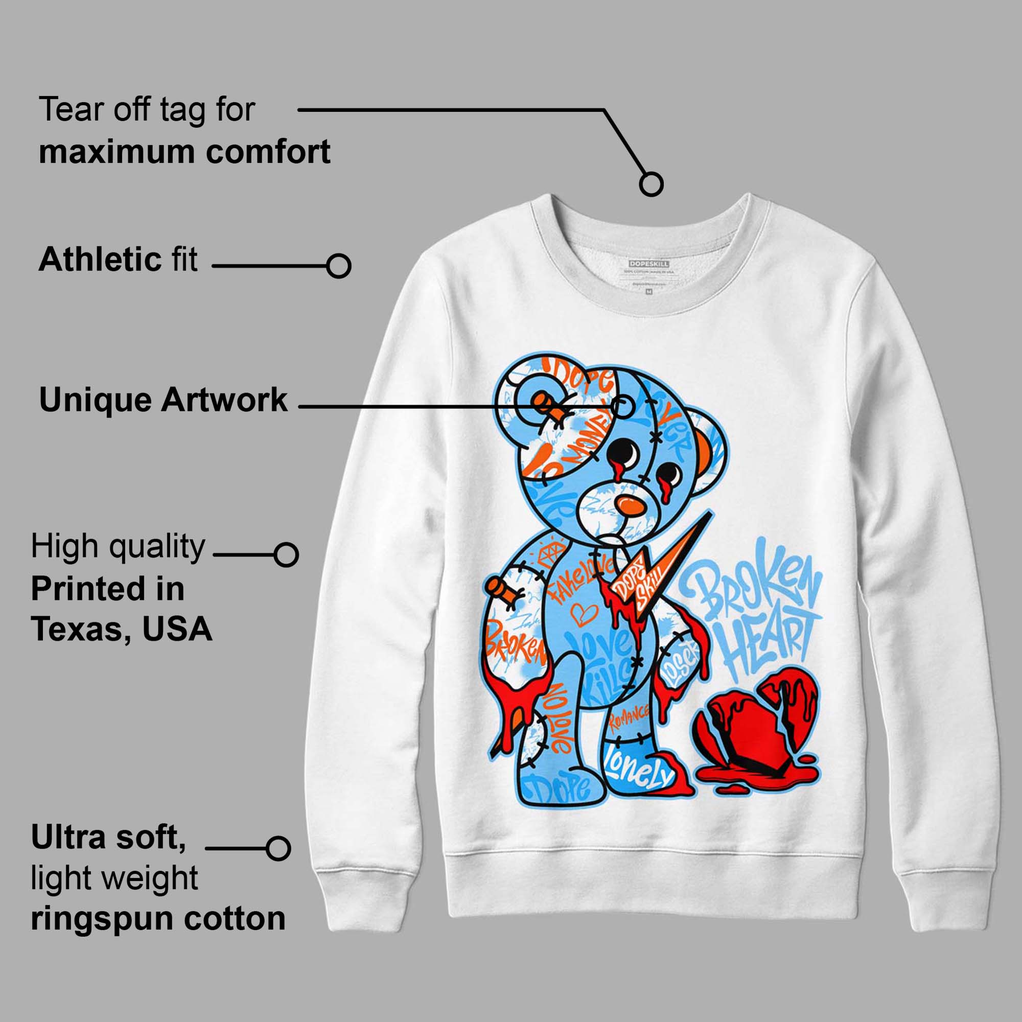 Dunk Low Futura University Blue superstreetwear Sweatshirt Broken Heart Graphic