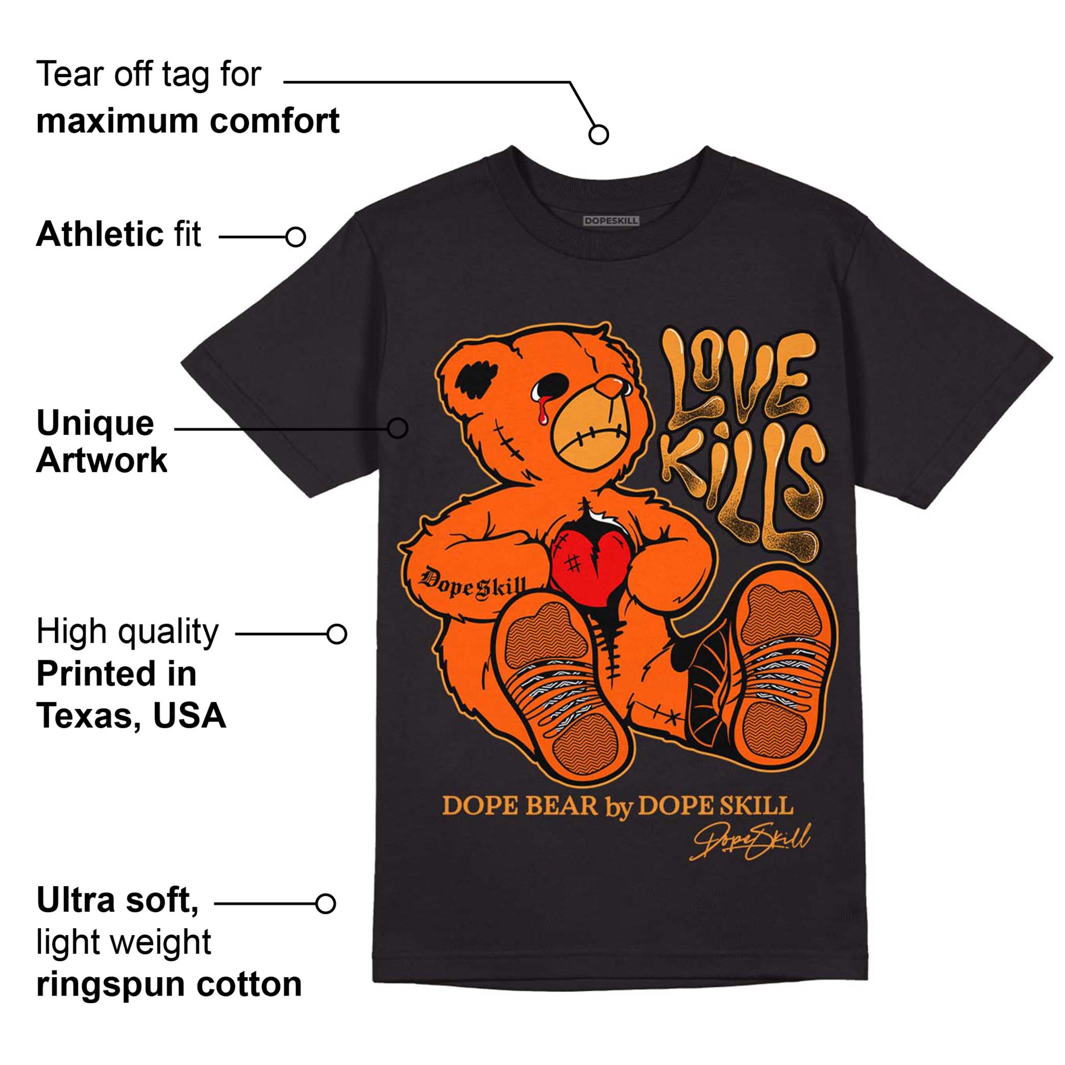 Brilliant Orange 12s superstreetwear T-Shirt Love Kills Graphic