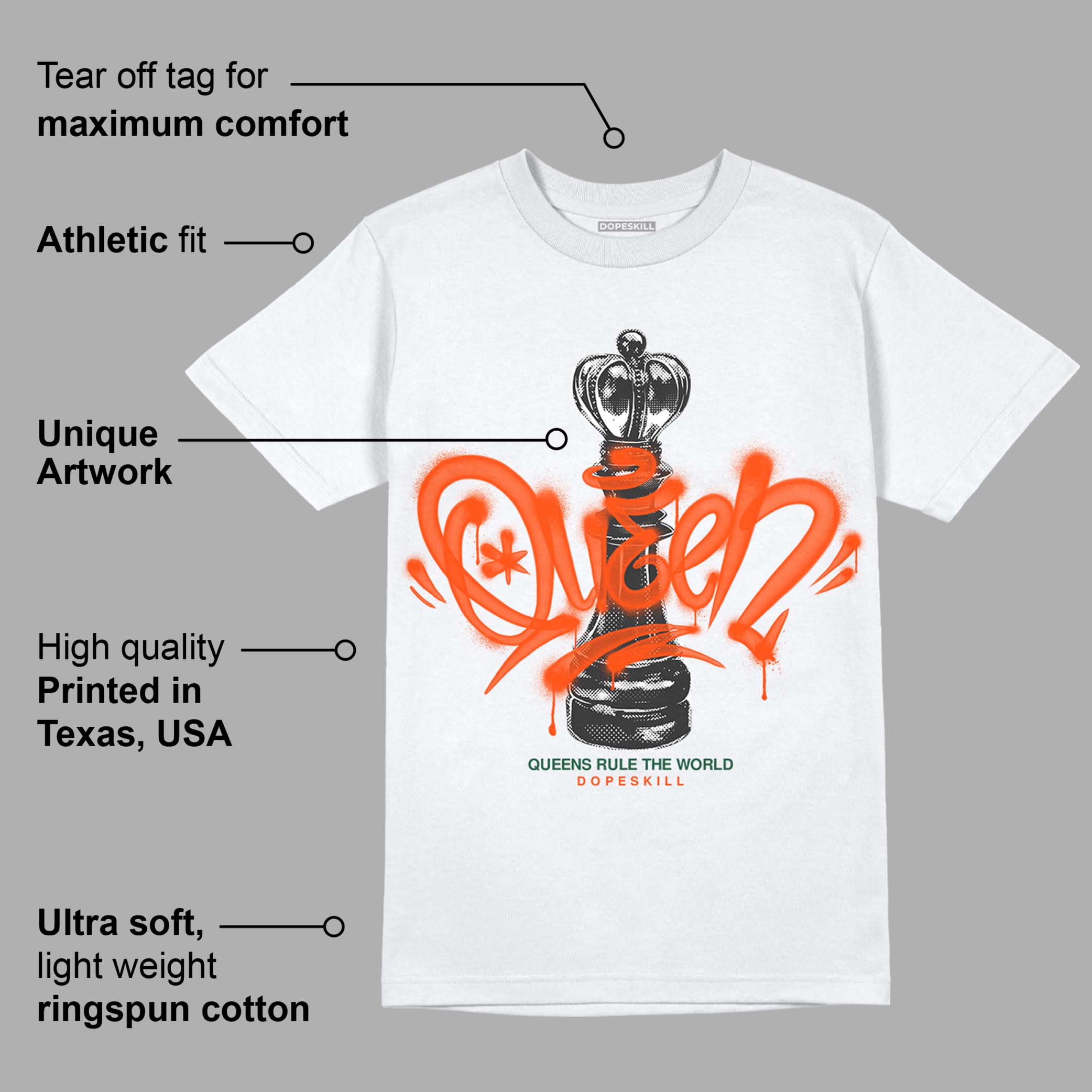 Dunk Low Team Dark Green Orange superstreetwear T-Shirt Queen Chess Graphic