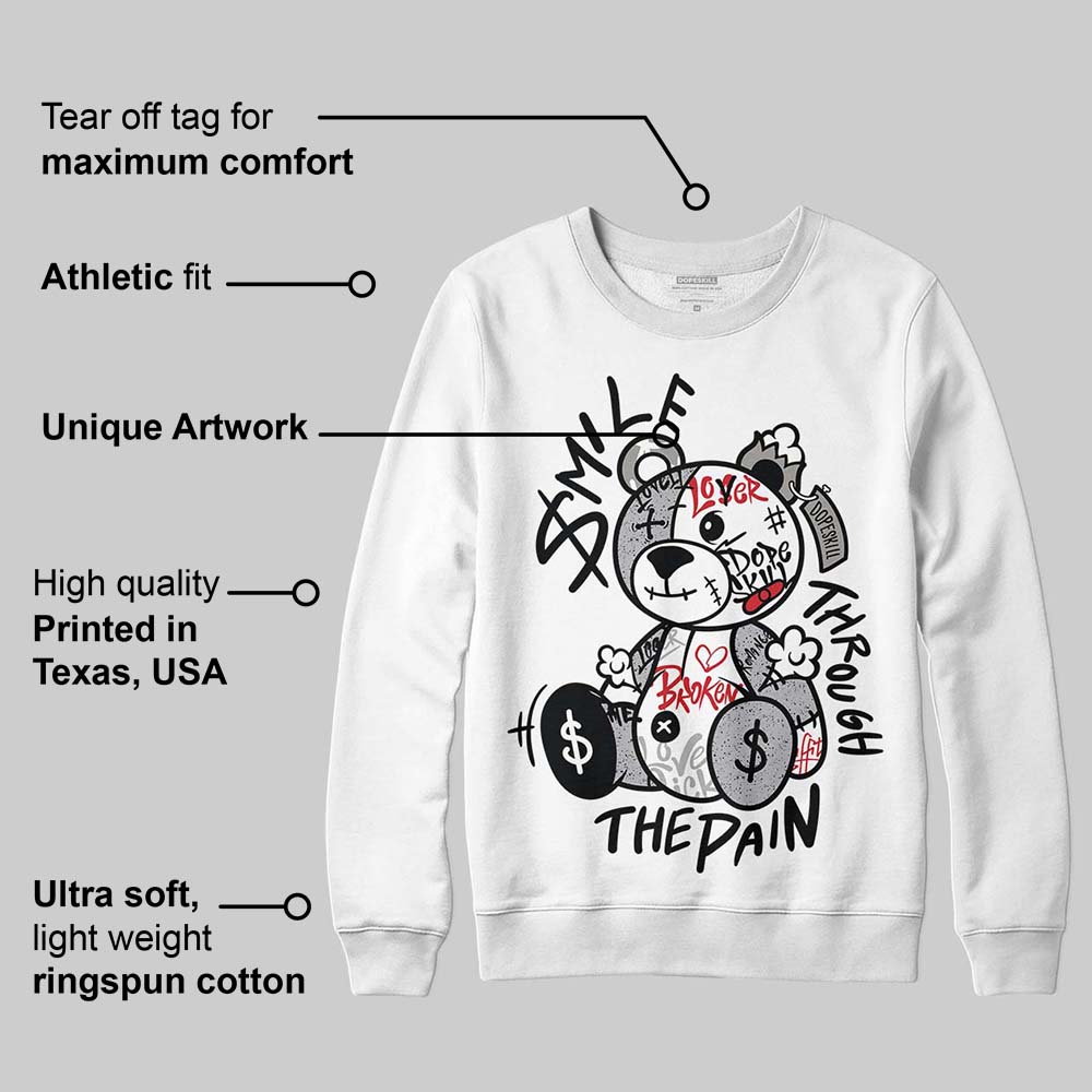 White Cement 4s superstreetwear Sweatshirt Smile Through The Pain Graphic