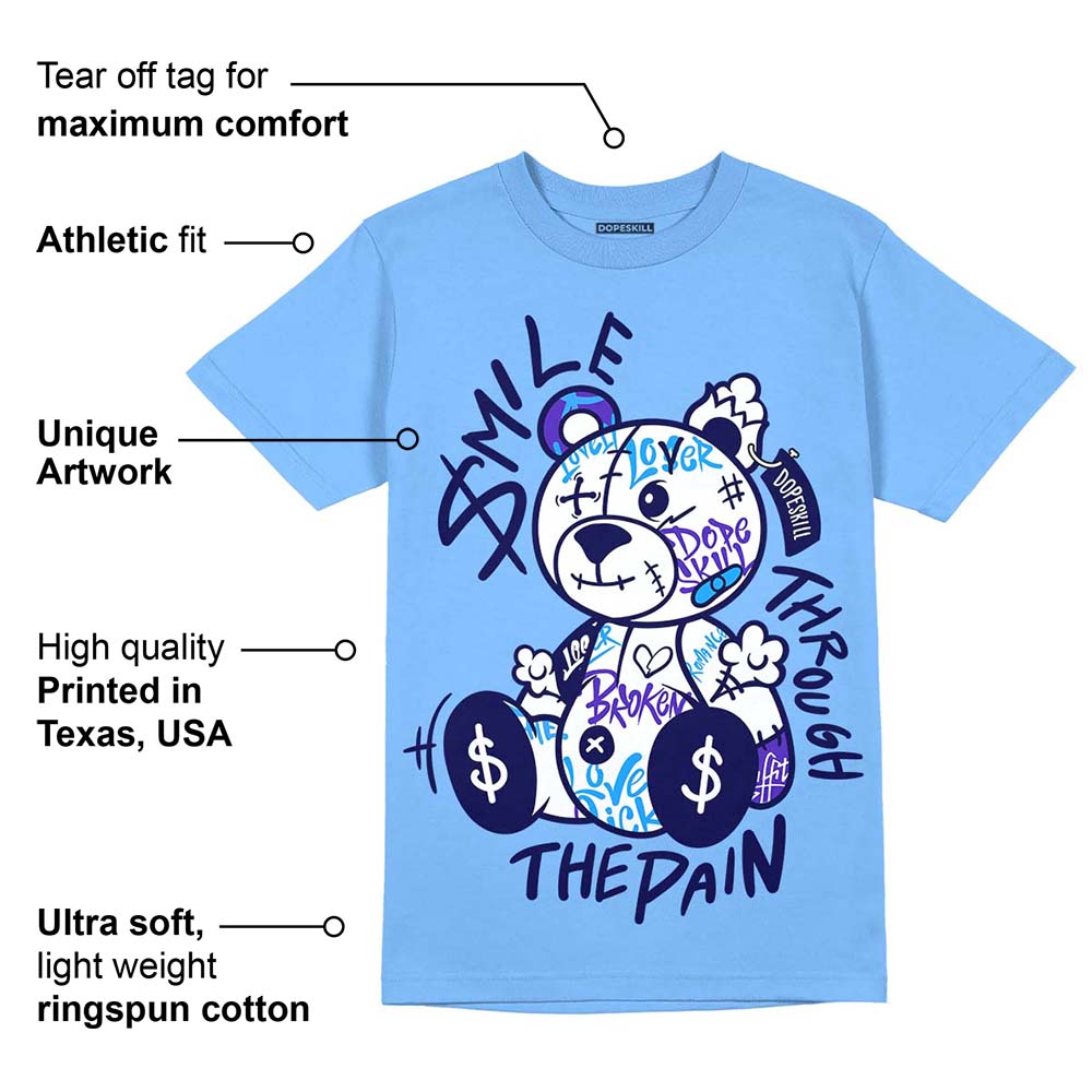 Powder Blue 9s superstreetwear Sky Blue T-shirt Smile Through The Pain Graphic