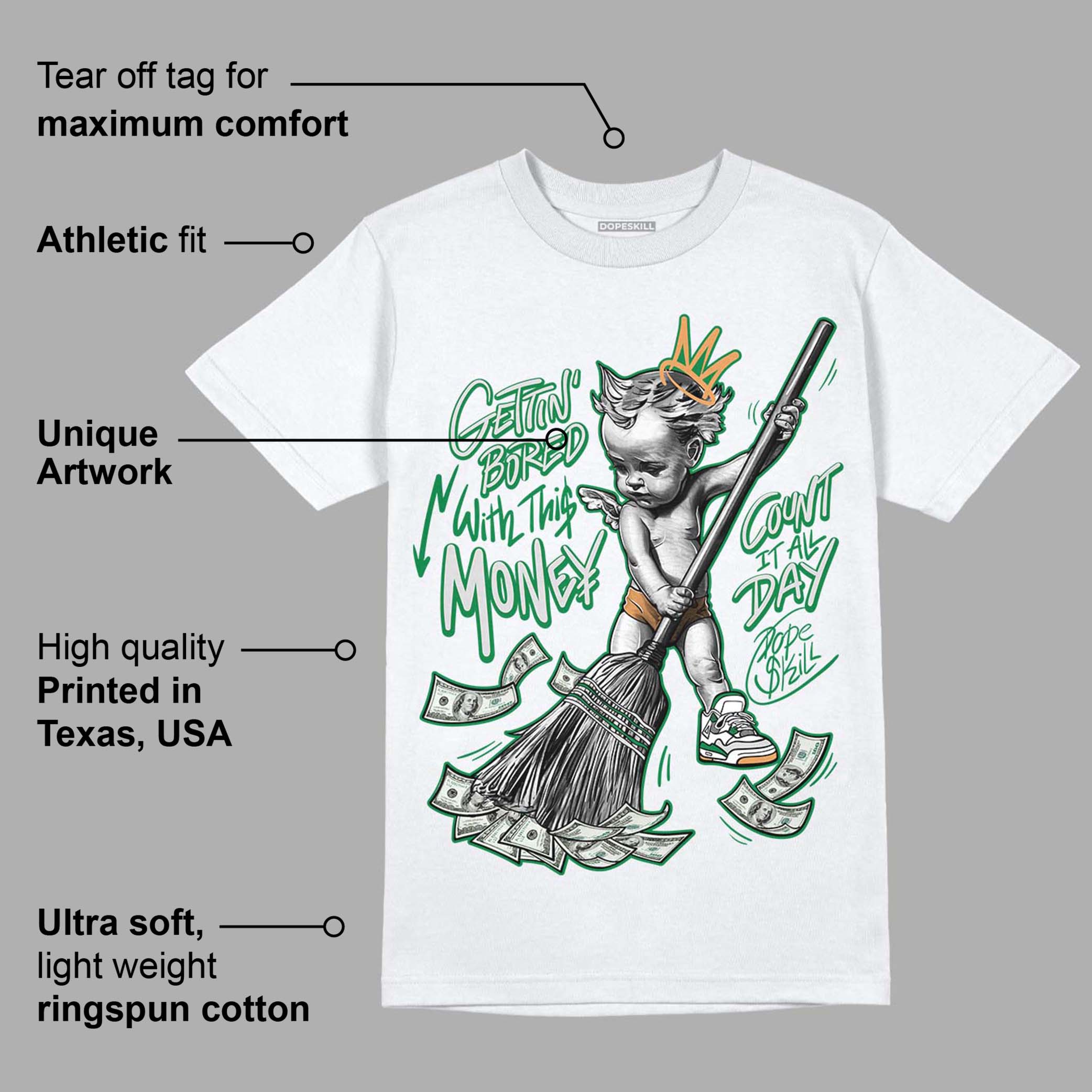 Pine Green 4s superstreetwear T-Shirt Gettin Bored With This Money Graphic