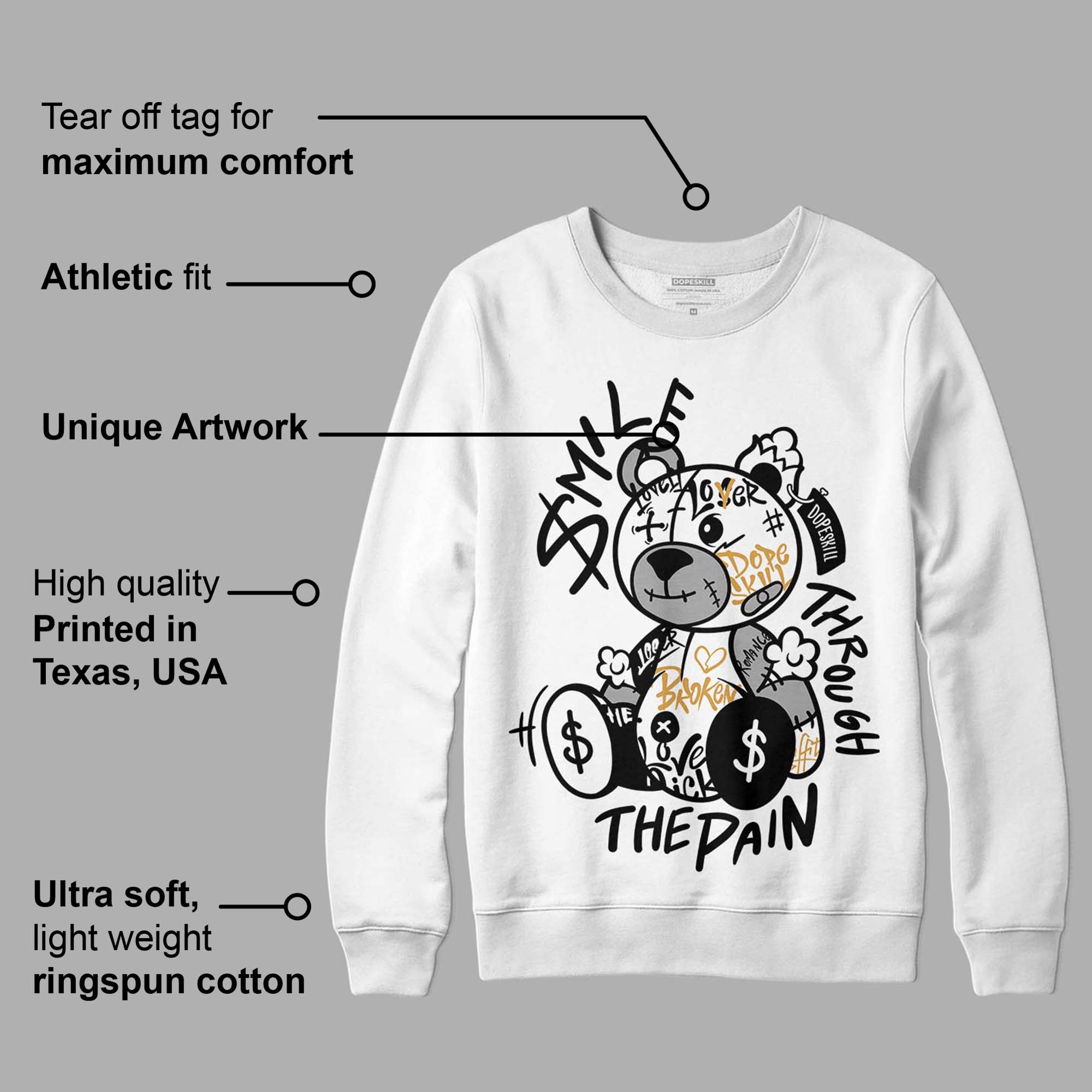 Gratitude 11s superstreetwear Sweatshirt Smile Through The Pain Graphic