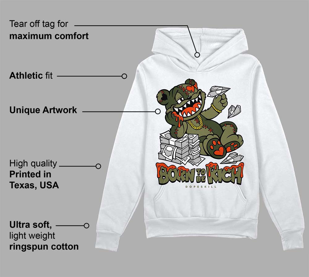 Olive Collection superstreetwear Hoodie Sweatshirt Born To Be Rich Graphic