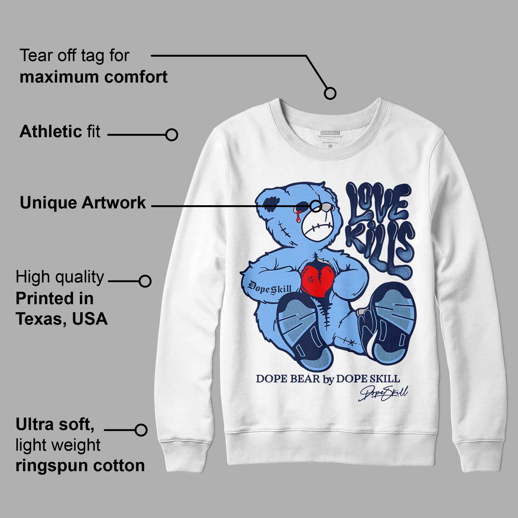 Midnight Navy 5s superstreetwear Sweatshirt Love Kills Graphic