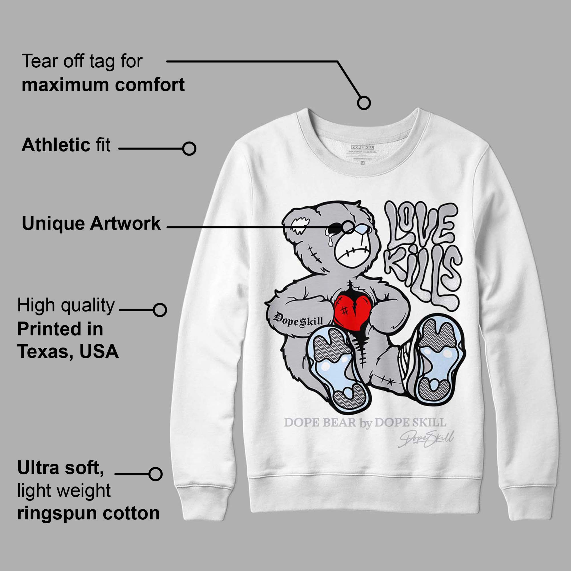 Cement Grey 11s superstreetwear Sweatshirt Love Kills Graphic