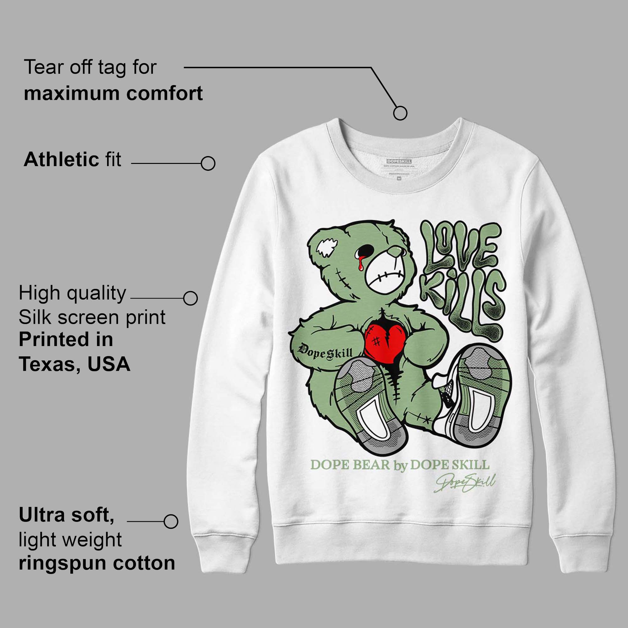 Seafoam 4s superstreetwear Sweatshirt Love Kills Graphic