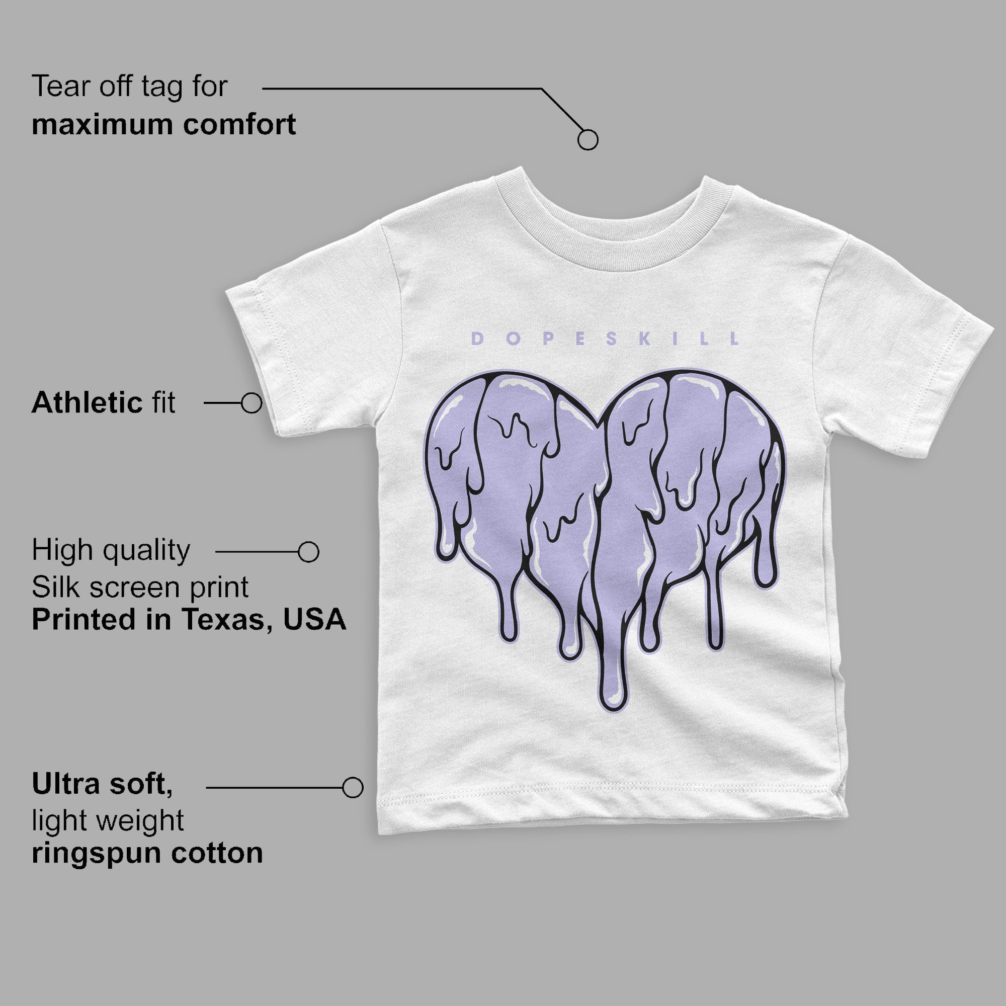 Pure Violet 11s Low superstreetwear Toddler Kids T-shirt Slime Drip Heart Graphic