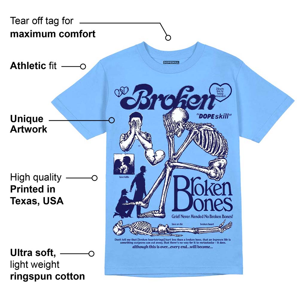 Powder Blue 9s superstreetwear Sky Blue T-shirt Broken Bones Graphic