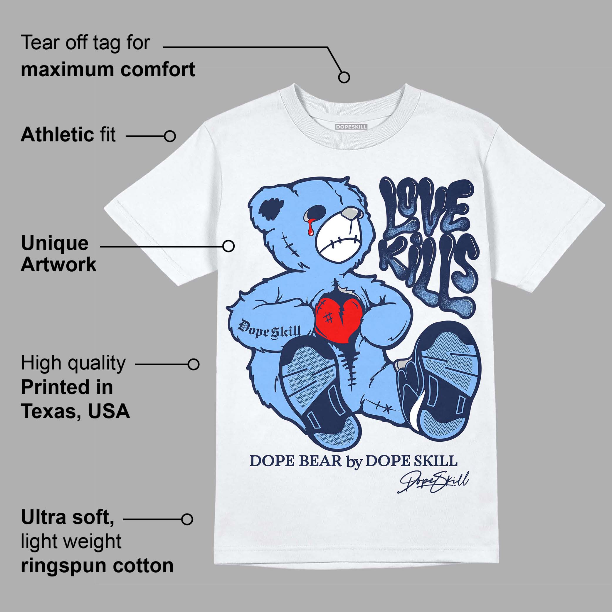 Midnight Navy 5s superstreetwear T-Shirt Love Kills Graphic