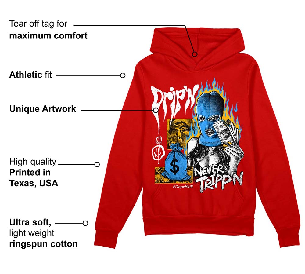 Red Collection superstreetwear Red Hoodie Sweatshirt Drip'n Never Tripp'n Graphic
