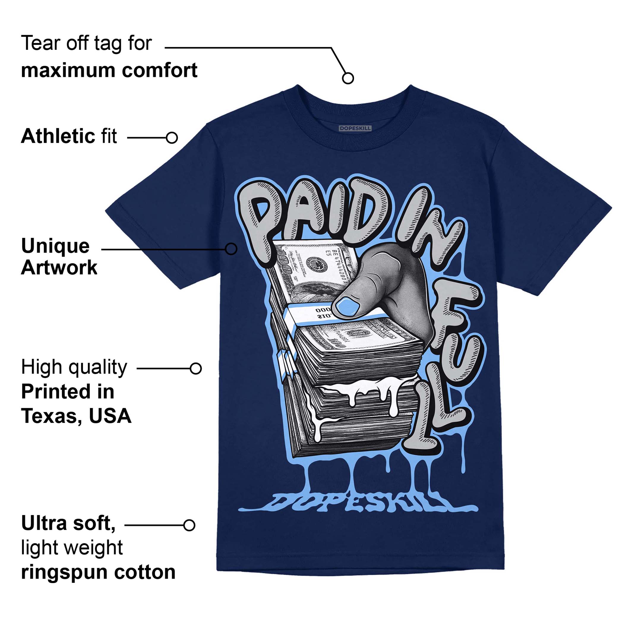 Midnight Navy 5s superstreetwear Navy T-Shirt Paid In Full Graphic