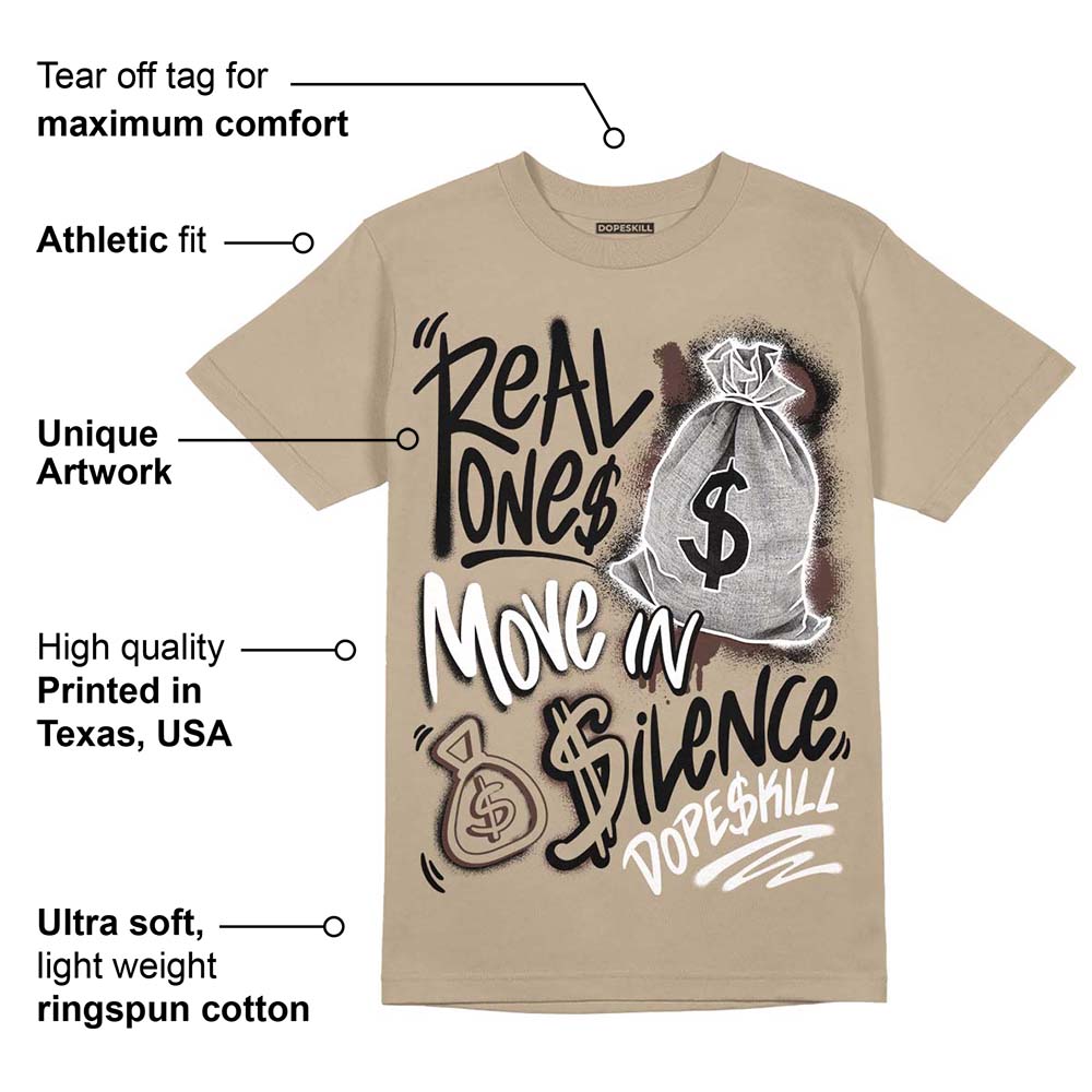 Latte 1s superstreetwear Medium Brown T-shirt Real Ones Move In Silence Graphic