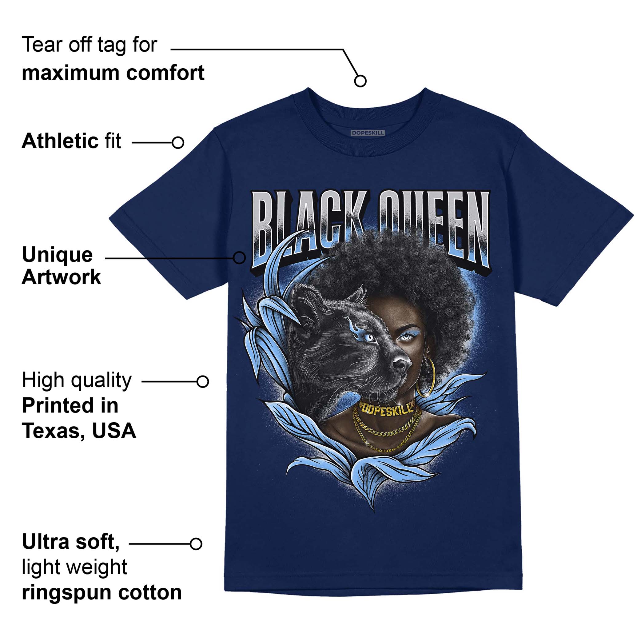 Midnight Navy 5s superstreetwear Navy T-Shirt New Black Queen Graphic