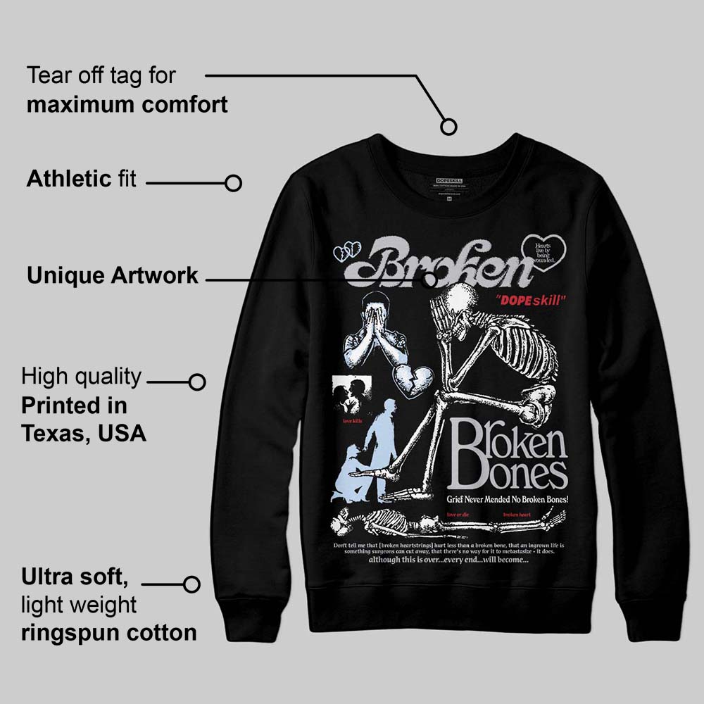 Black Metallic Reimagined 5s superstreetwear Sweatshirt Broken Bones Graphic