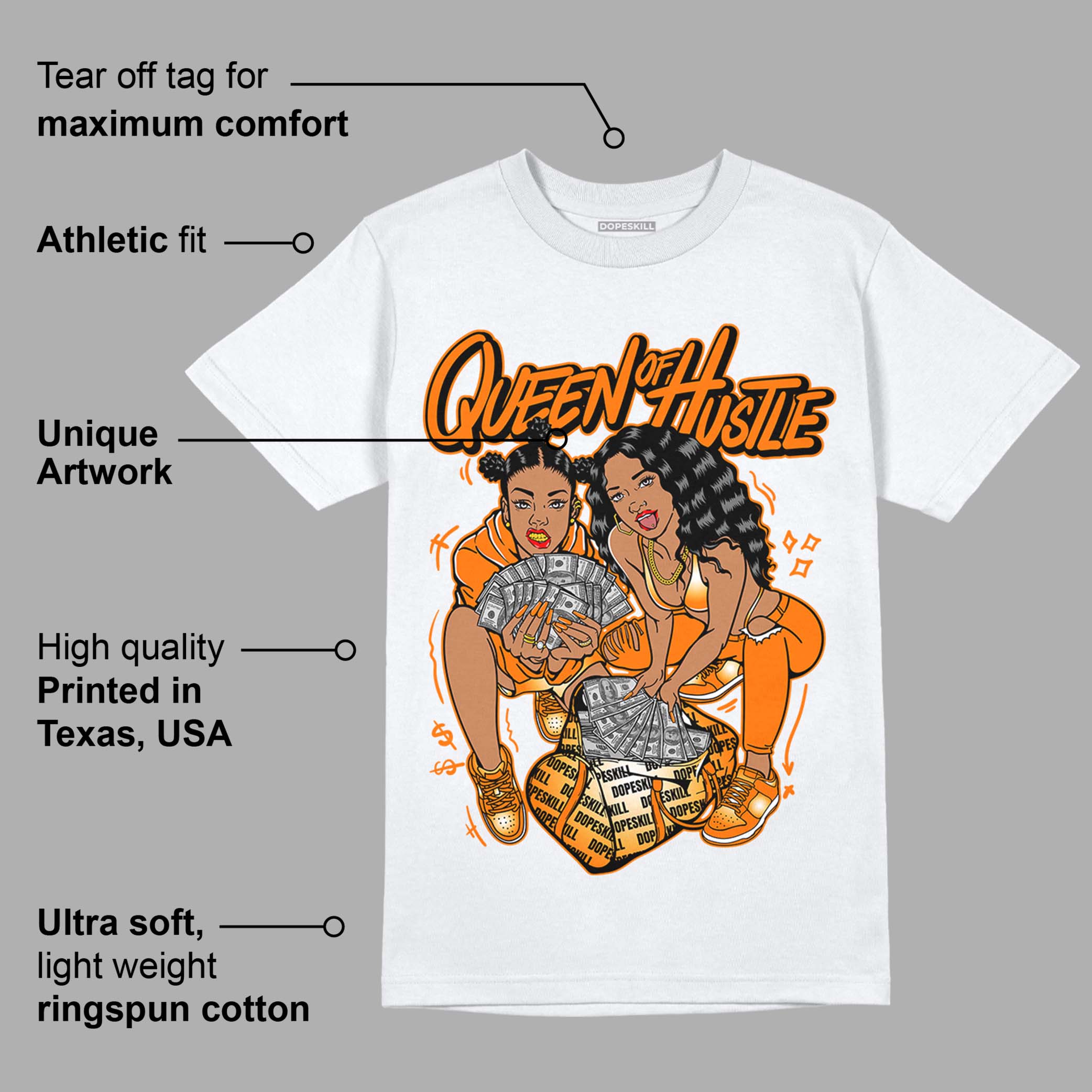 Dunk Low Magma Orange superstreetwear T-Shirt Queen Of Hustle Graphic