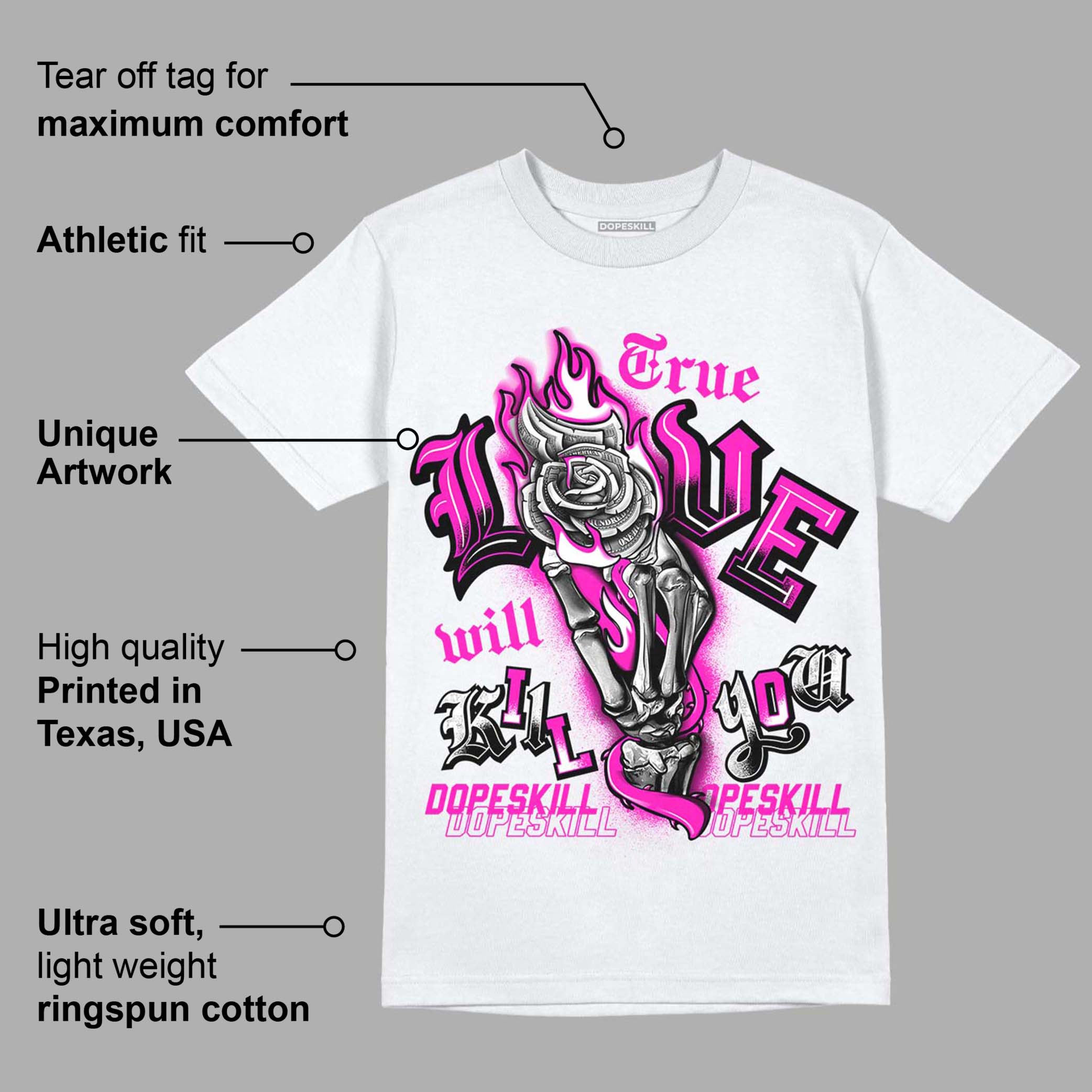 Dunk Low Active Fuchsia superstreetwear T-Shirt True Love Will Kill You Graphic