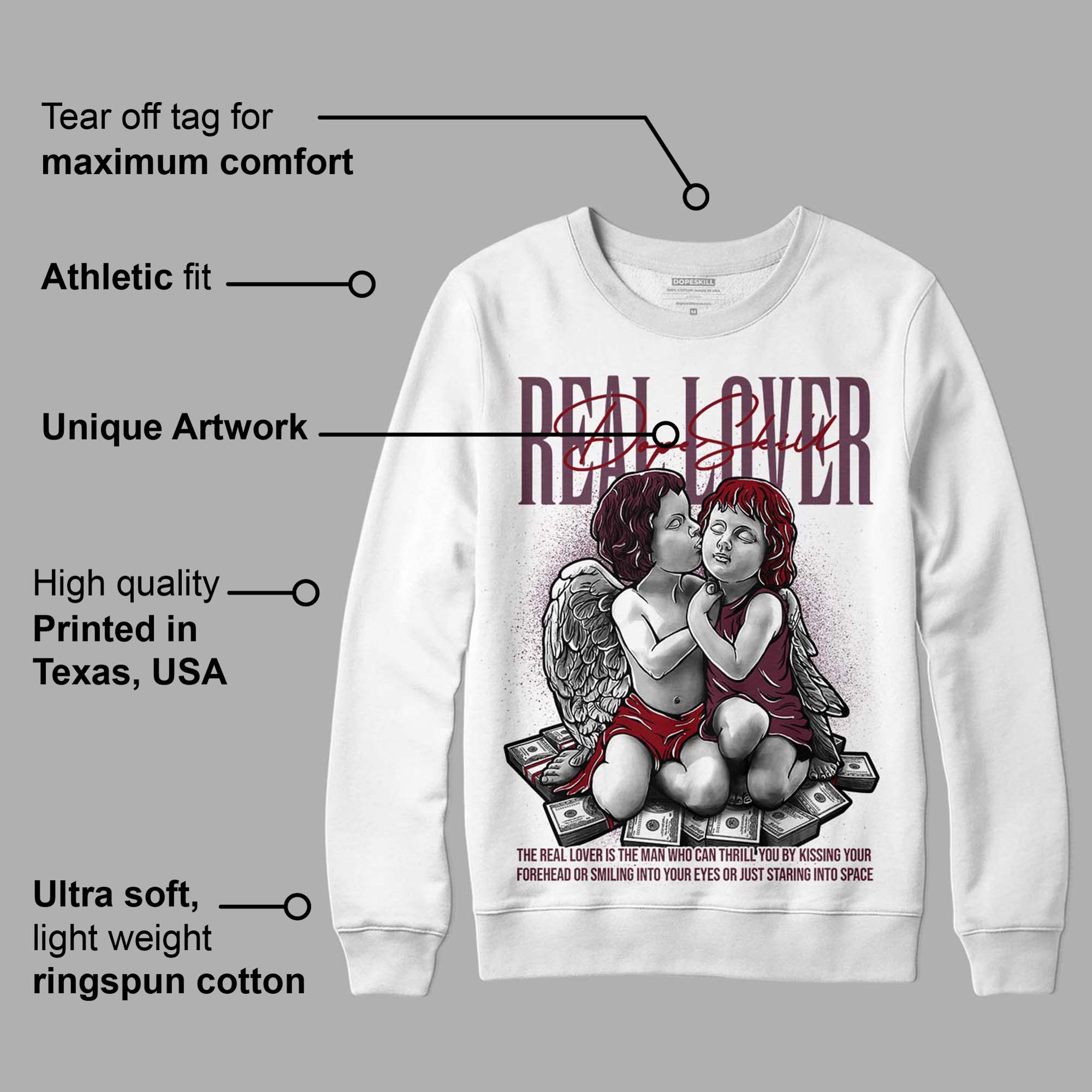 Burgundy 5s superstreetwear Sweatshirt Real Lover Graphic