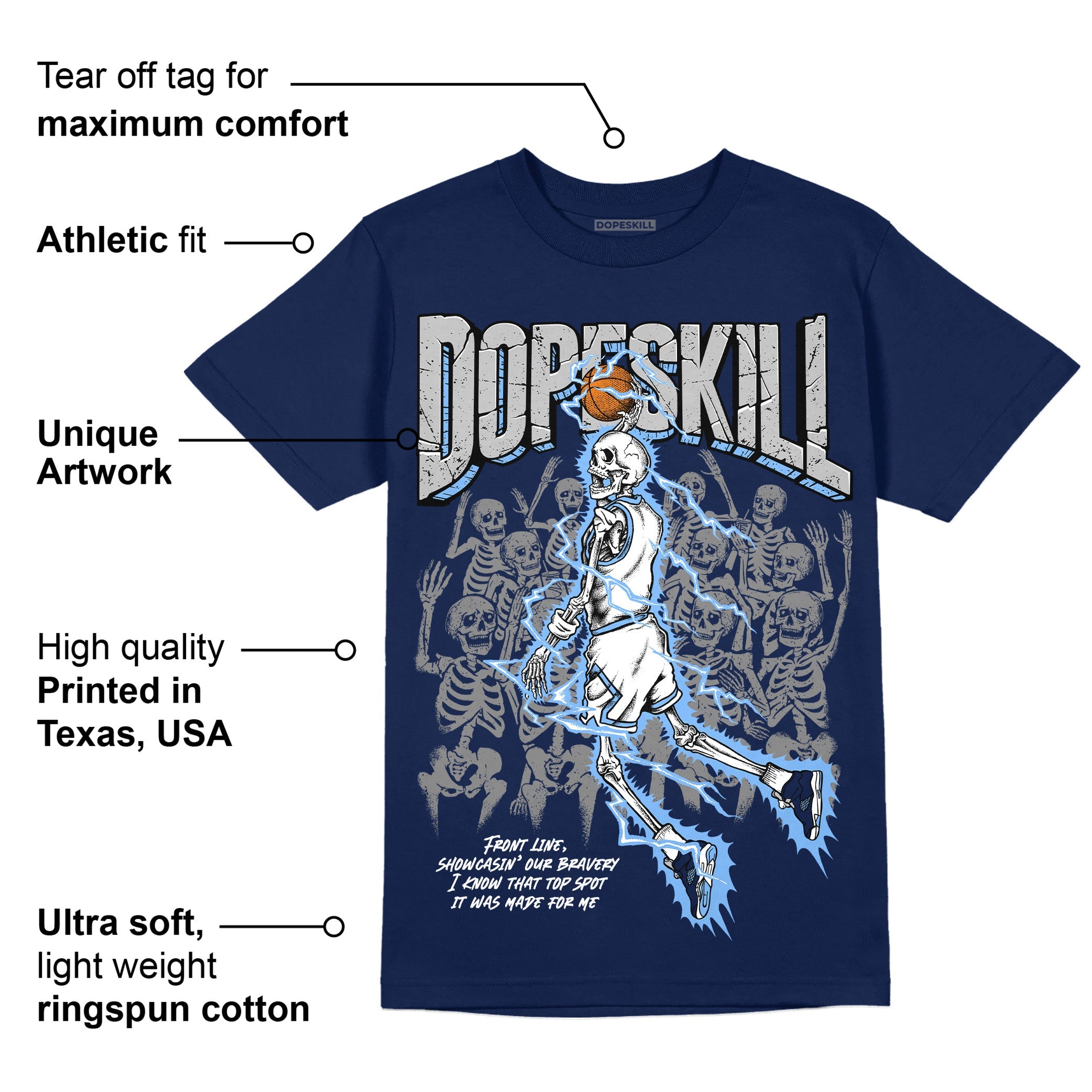 Midnight Navy 5s superstreetwear Navy T-Shirt Thunder Dunk Graphic