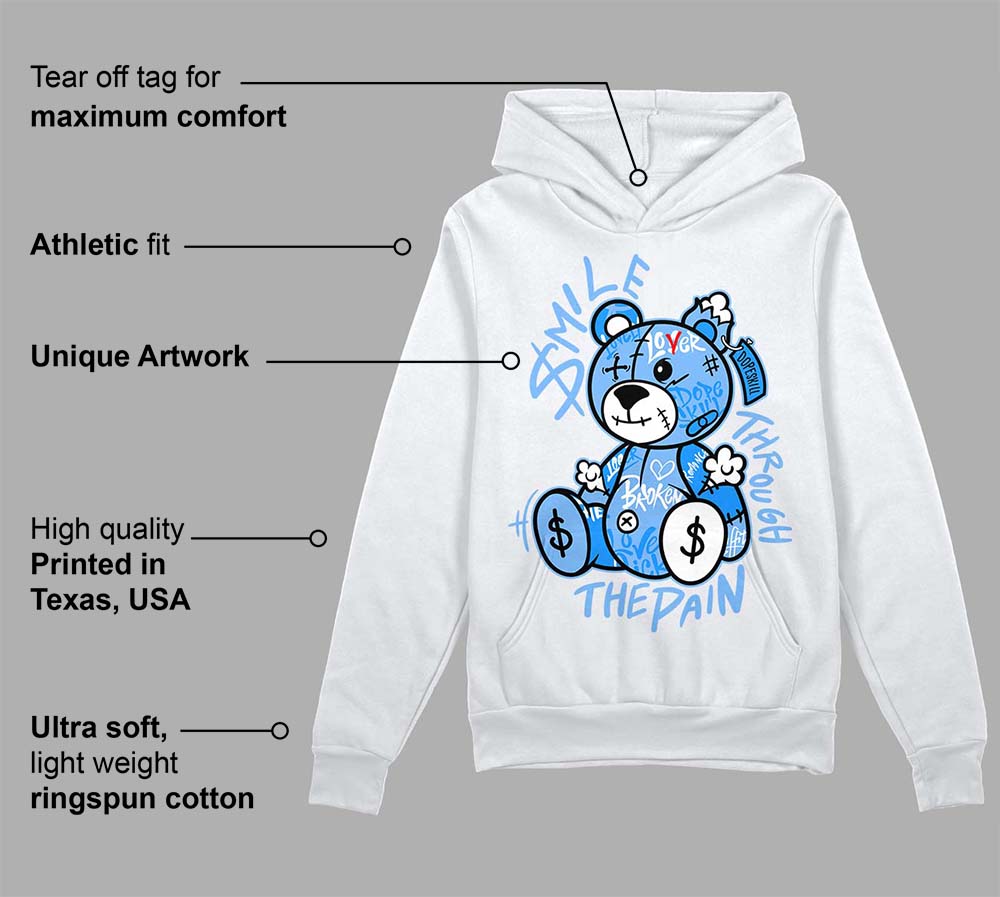 Powder Blue 9s superstreetwear Hoodie Sweatshirt Smile Through The Pain Graphic