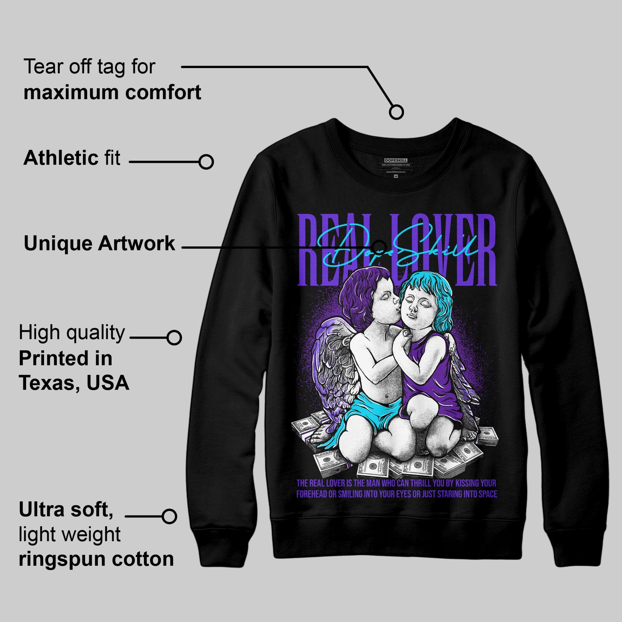 Aqua 6s superstreetwear Sweatshirt Real Lover Graphic