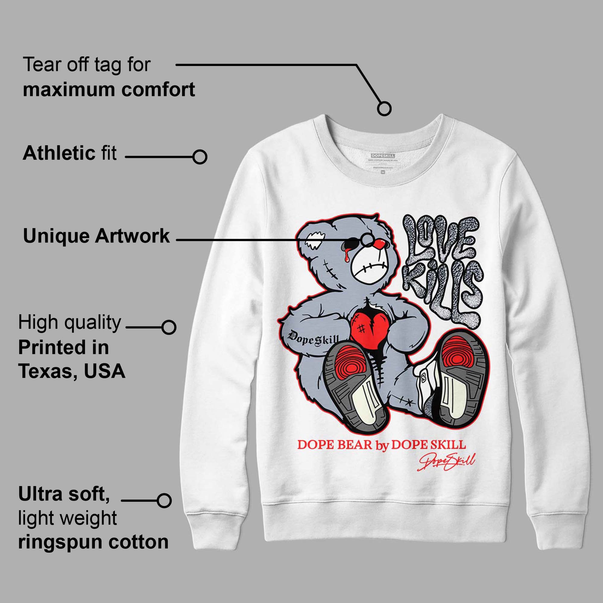 White Cement Reimagined 3s superstreetwear Sweatshirt Love Kills Graphic