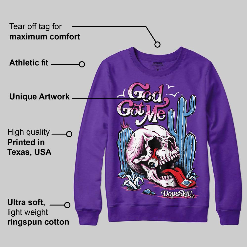 PURPLE Collection superstreetwear Purple Sweatshirt God Got Me Graphic