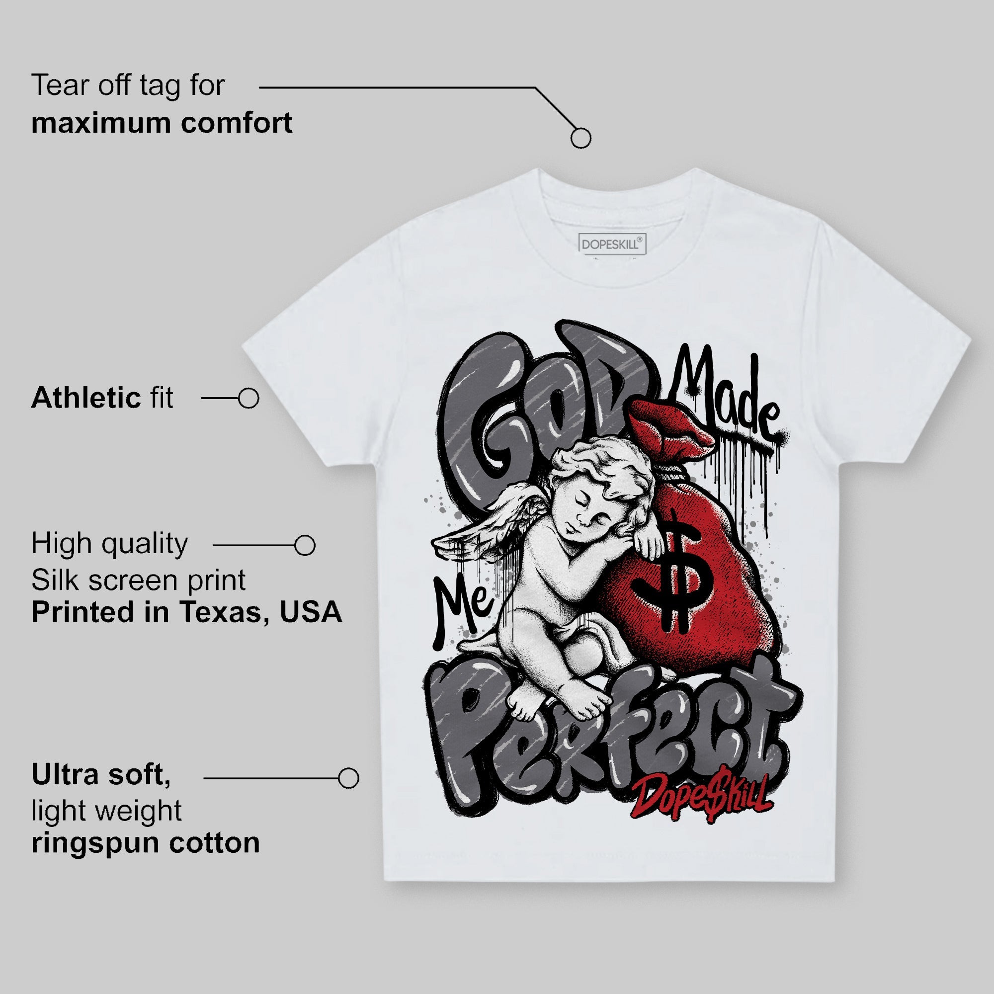 Cement Grey 3s superstreetwear Toddler Kids T-shirt God Made Me Perfect Graphic